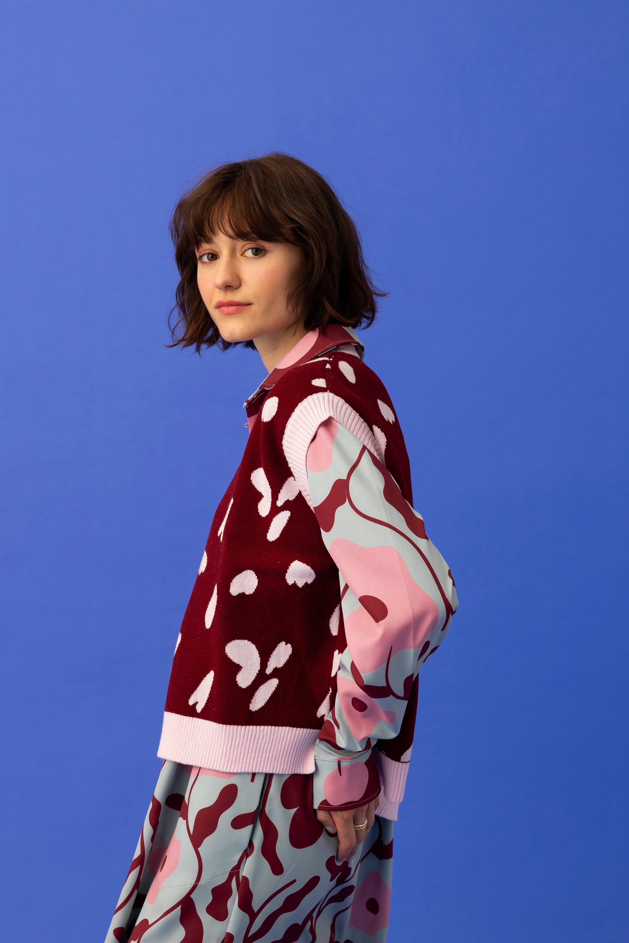 SNOWDROP KNITTED VEST- DALMATIAN COLOURS