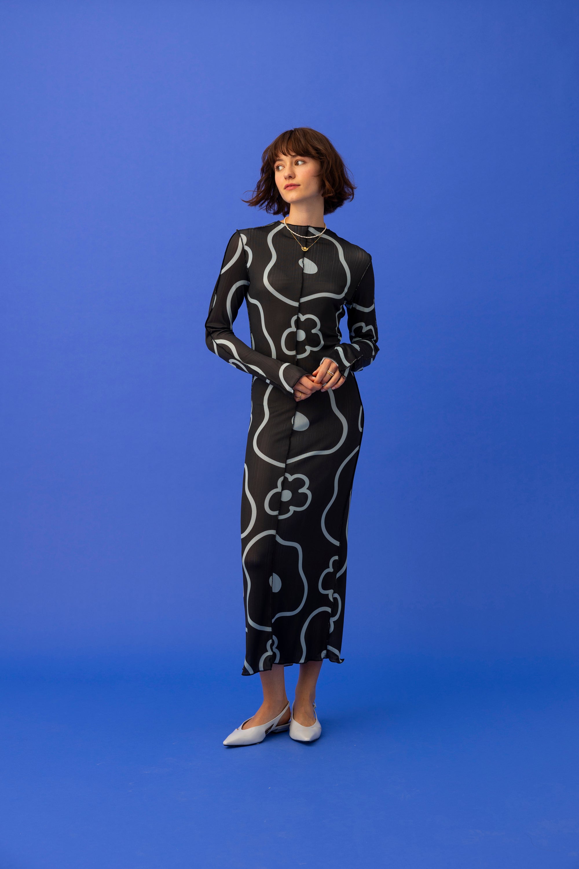 LILLIANA DRESS- MINIMAL FLORAL BLACK