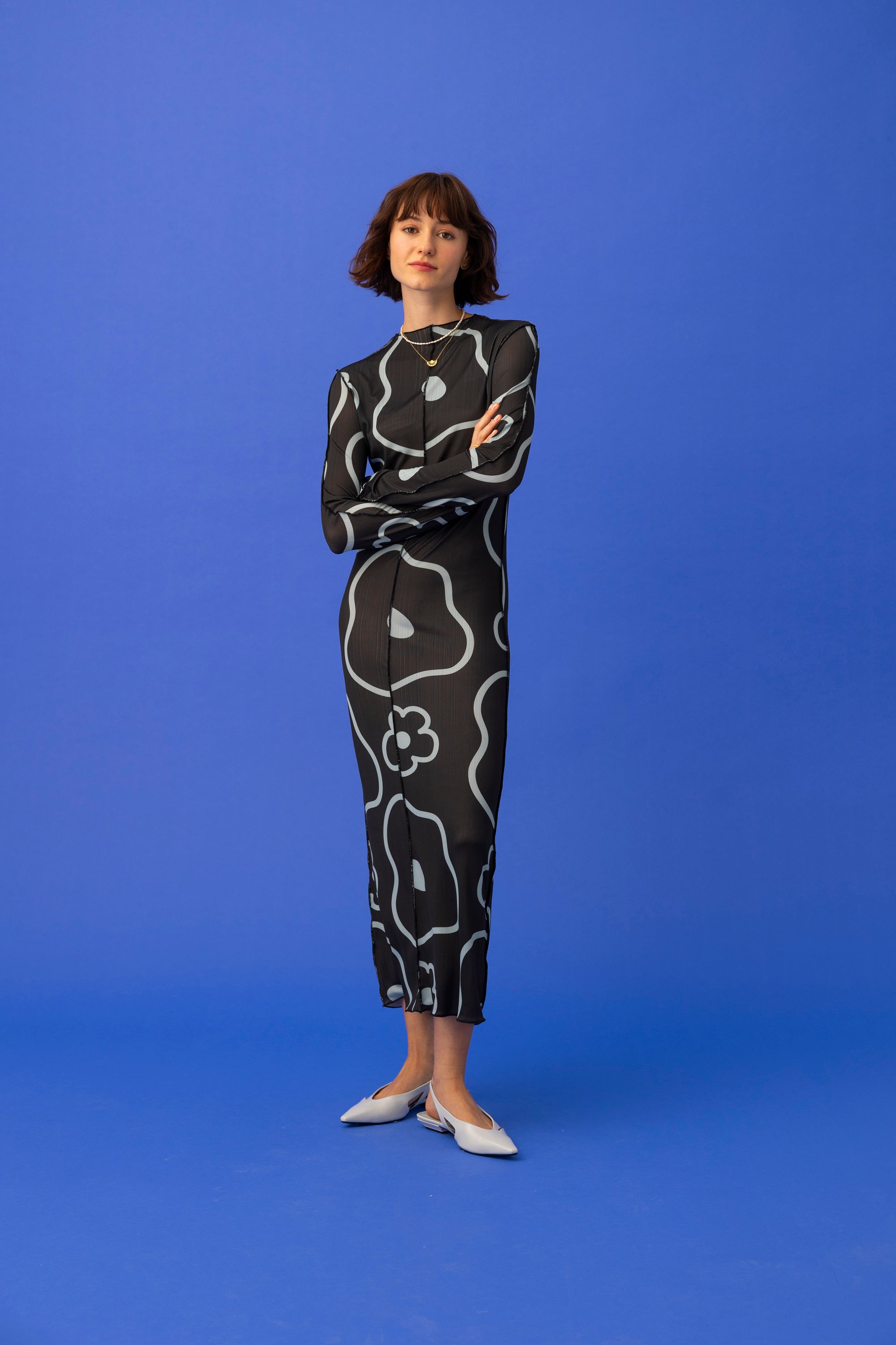 LILLIANA DRESS- MINIMAL FLORAL BLACK