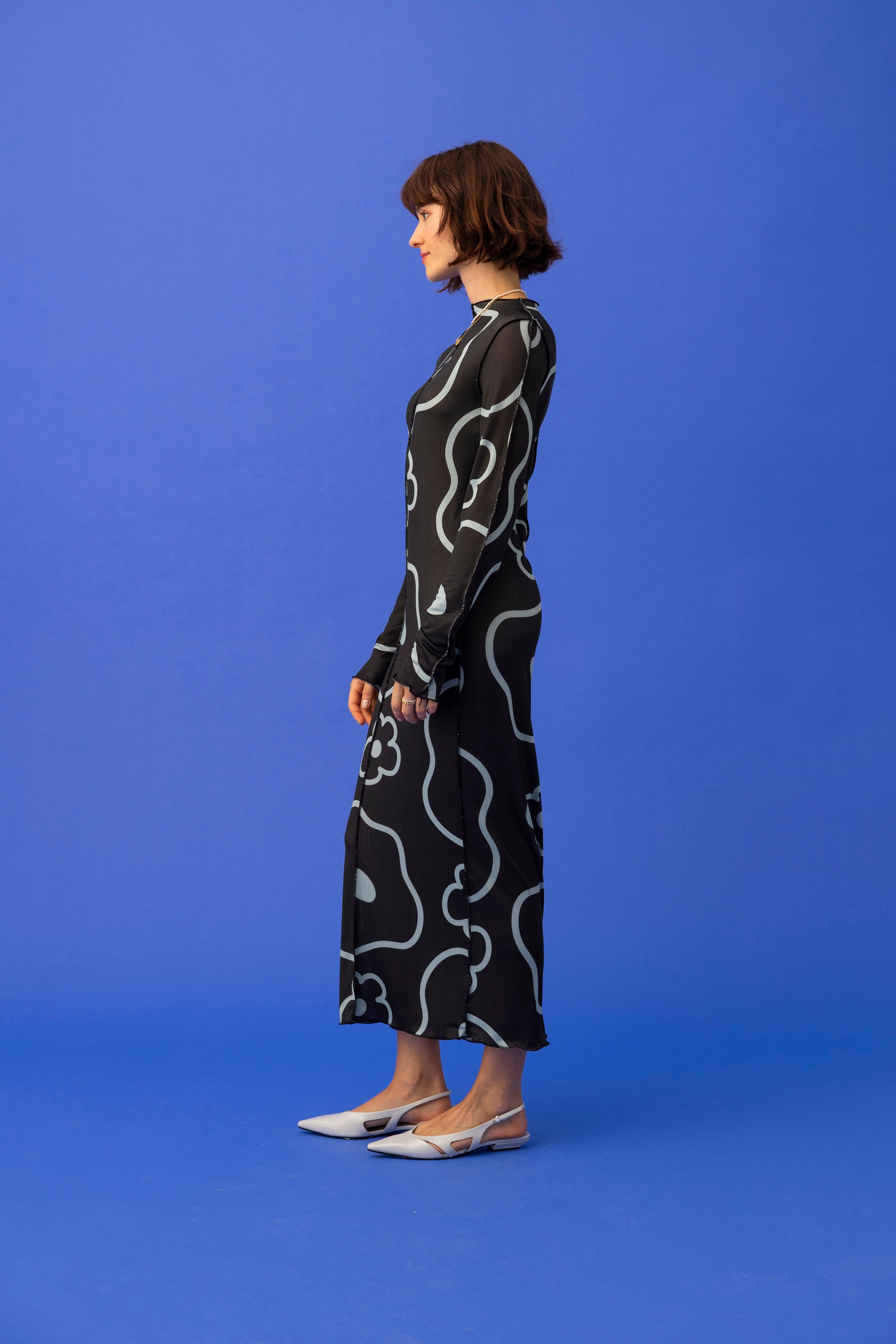 LILLIANA DRESS- MINIMAL FLORAL BLACK