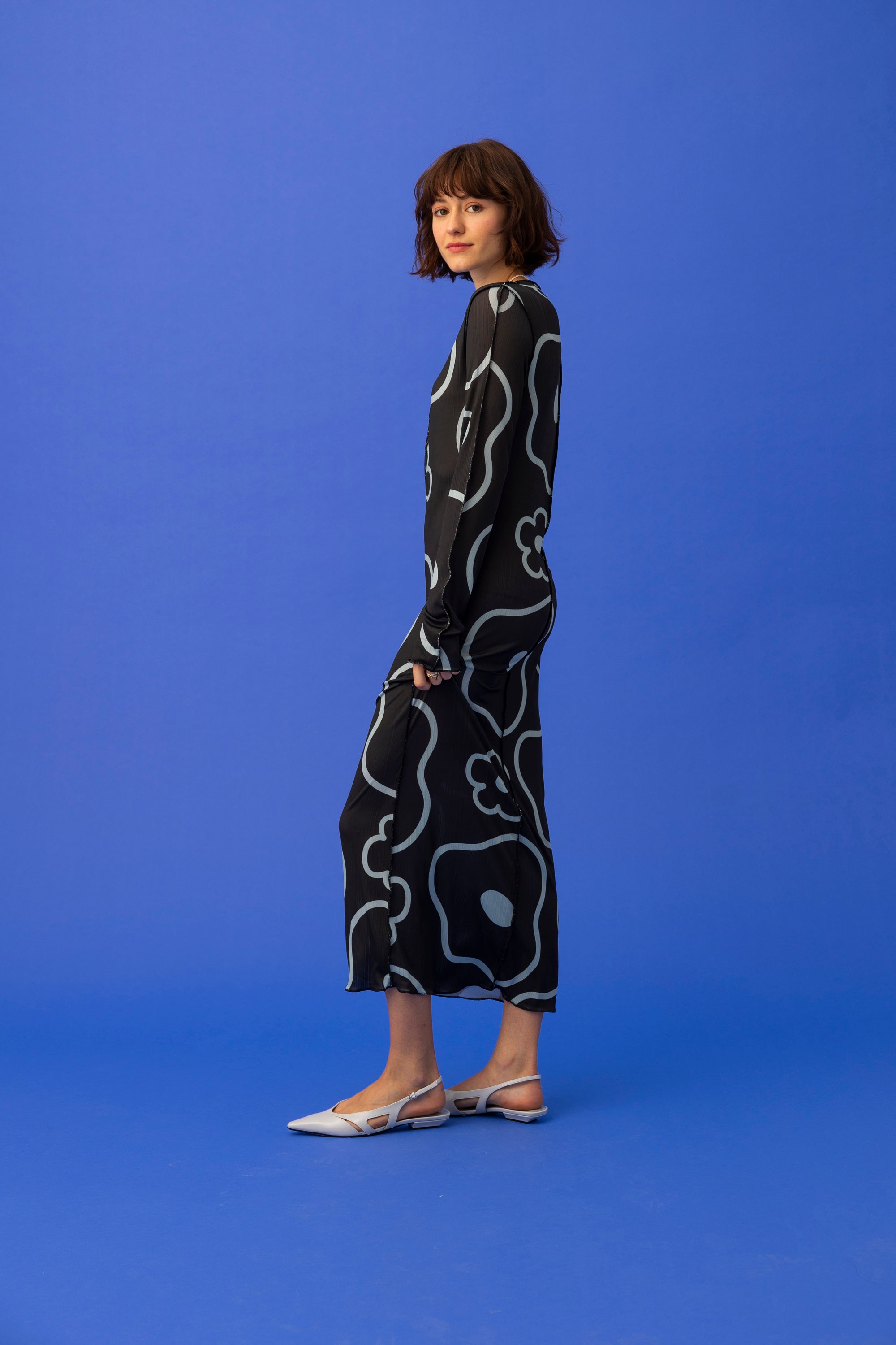 LILLIANA DRESS- MINIMAL FLORAL BLACK