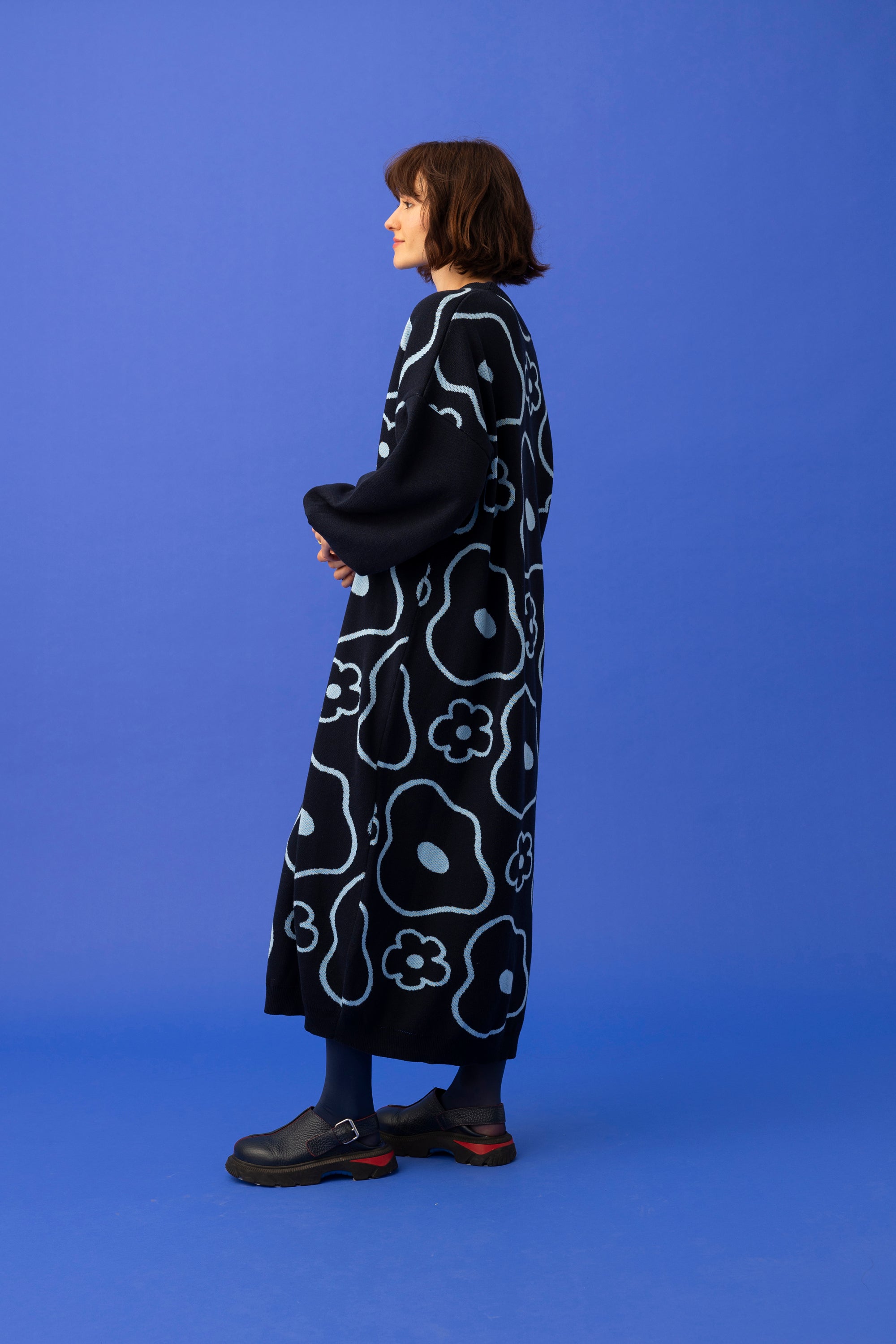 ELLE KNITTED DRESS- MINIMAL FLORAL COLOURS