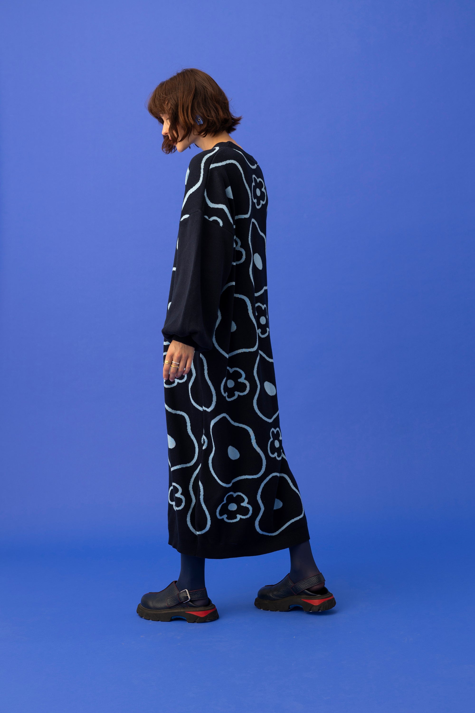 ELLE KNITTED DRESS- MINIMAL FLORAL COLOURS