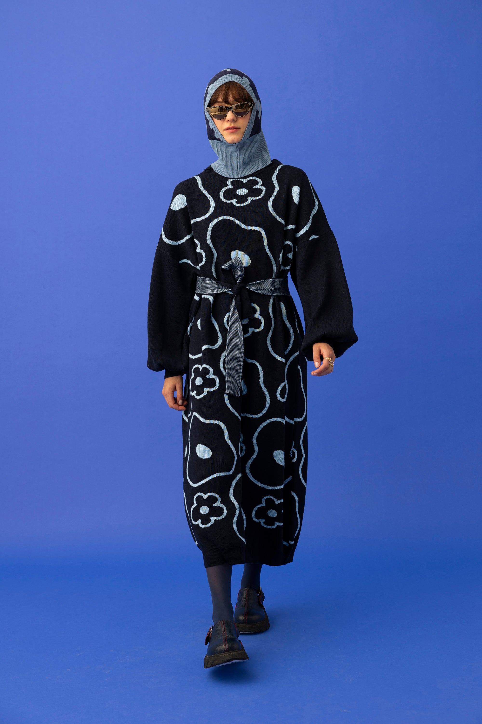 ELLE KNITTED DRESS- MINIMAL FLORAL COLOURS