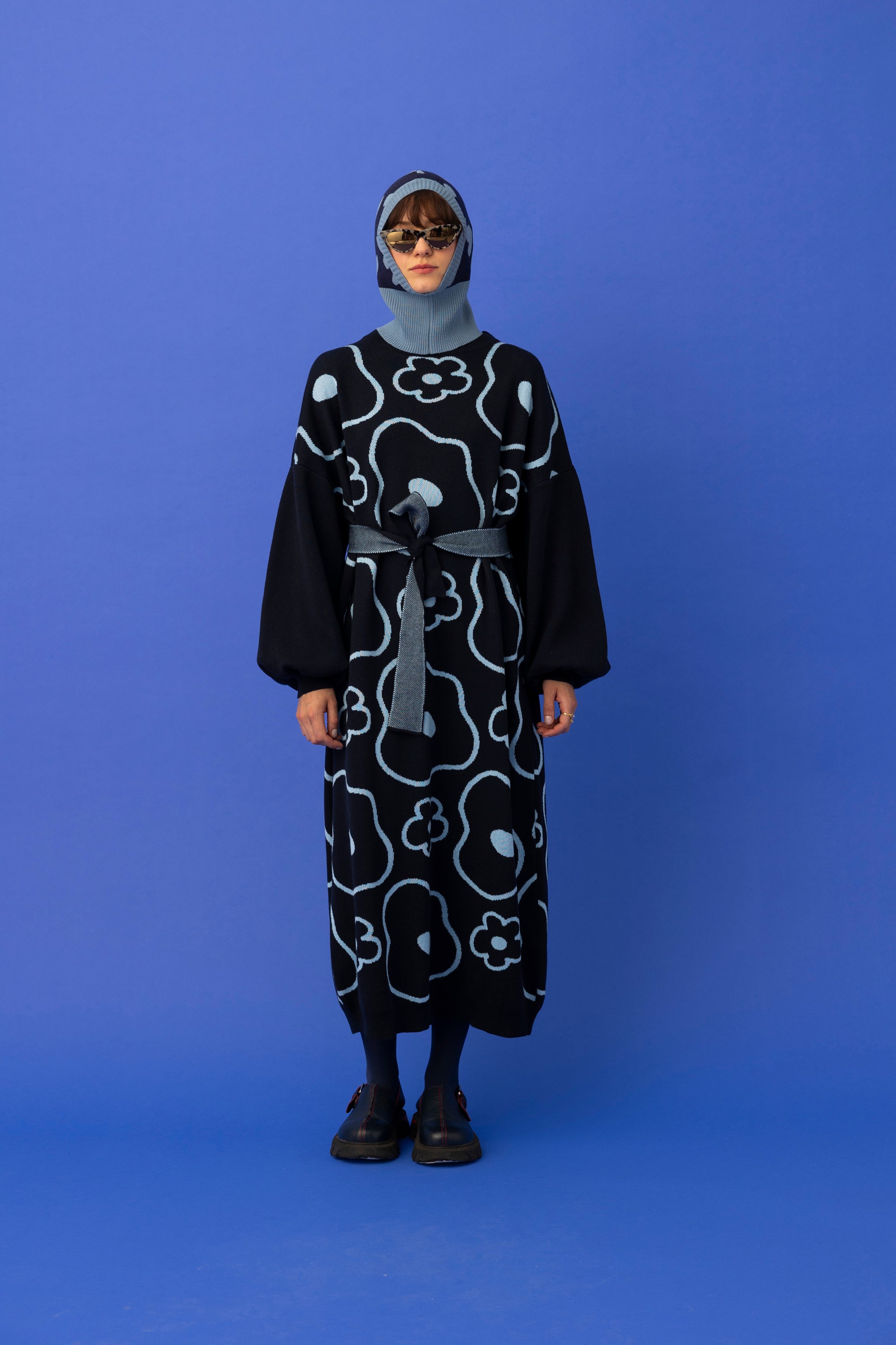 ELLE KNITTED DRESS- MINIMAL FLORAL COLOURS