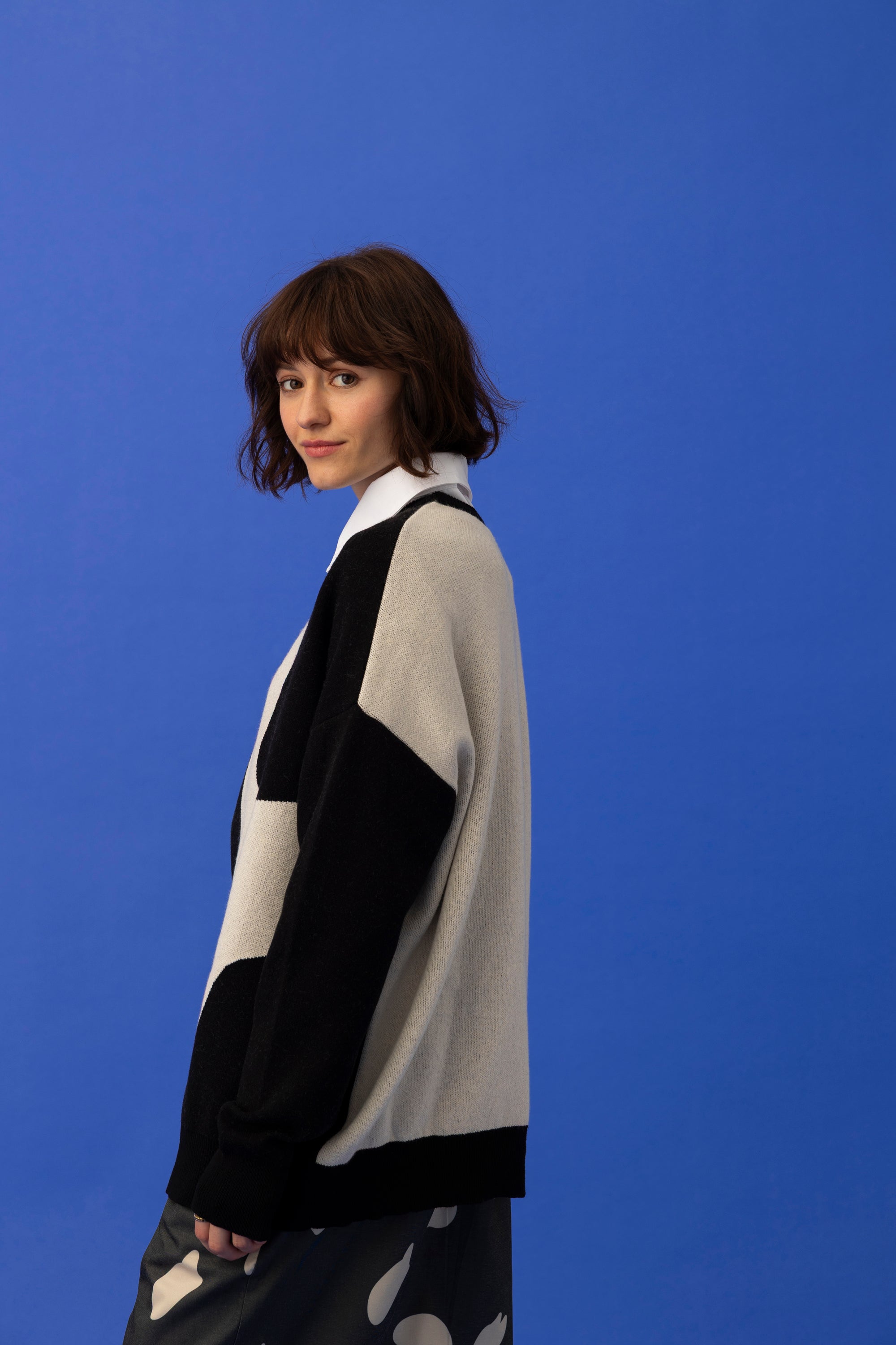 CAT SWEATER- BLACK & ECRU