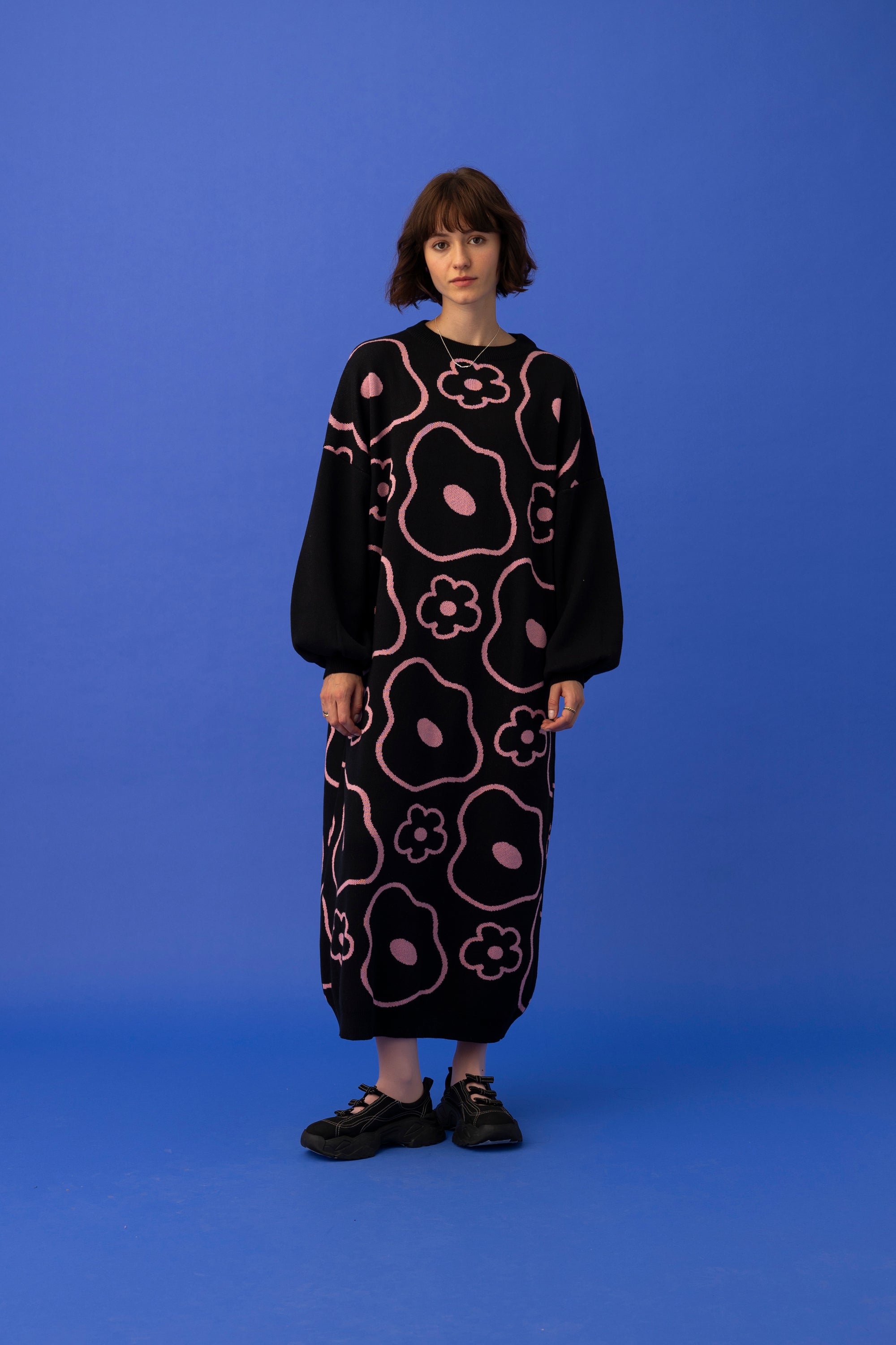 ELLE KNITTED DRESS- MINIMAL FLORAL COLOURS