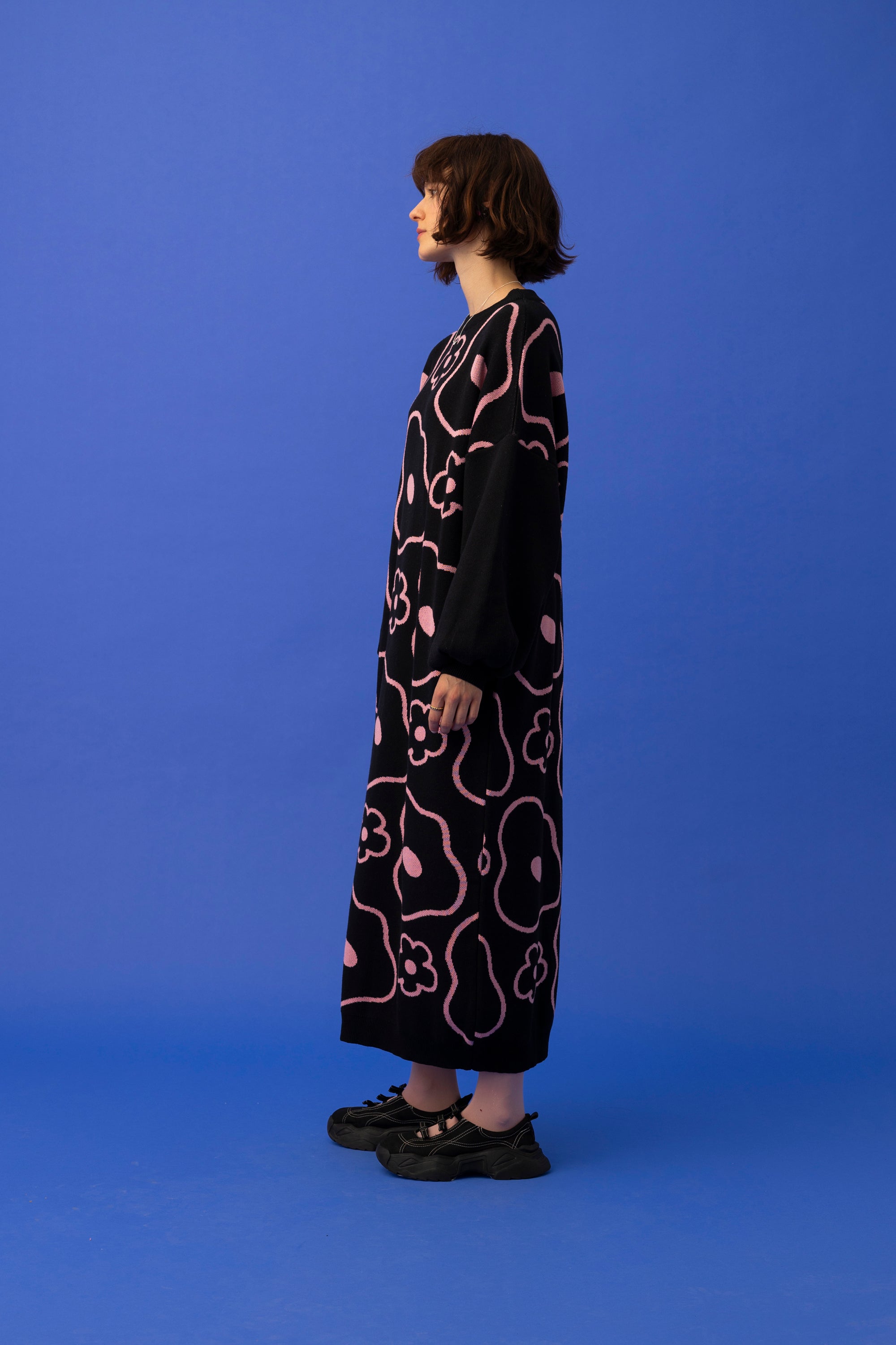 ELLE KNITTED DRESS- MINIMAL FLORAL COLOURS