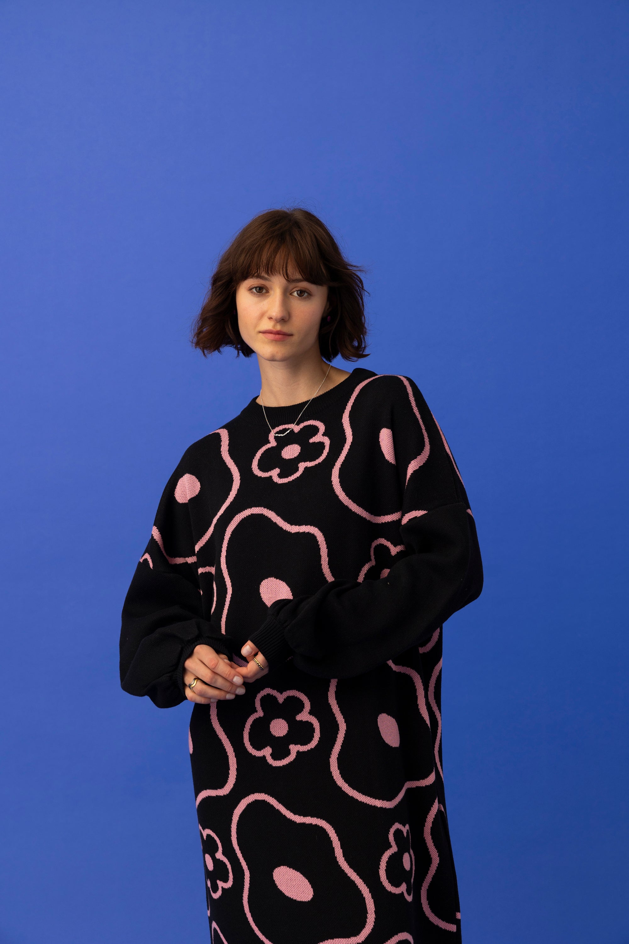 ELLE KNITTED DRESS- MINIMAL FLORAL COLOURS