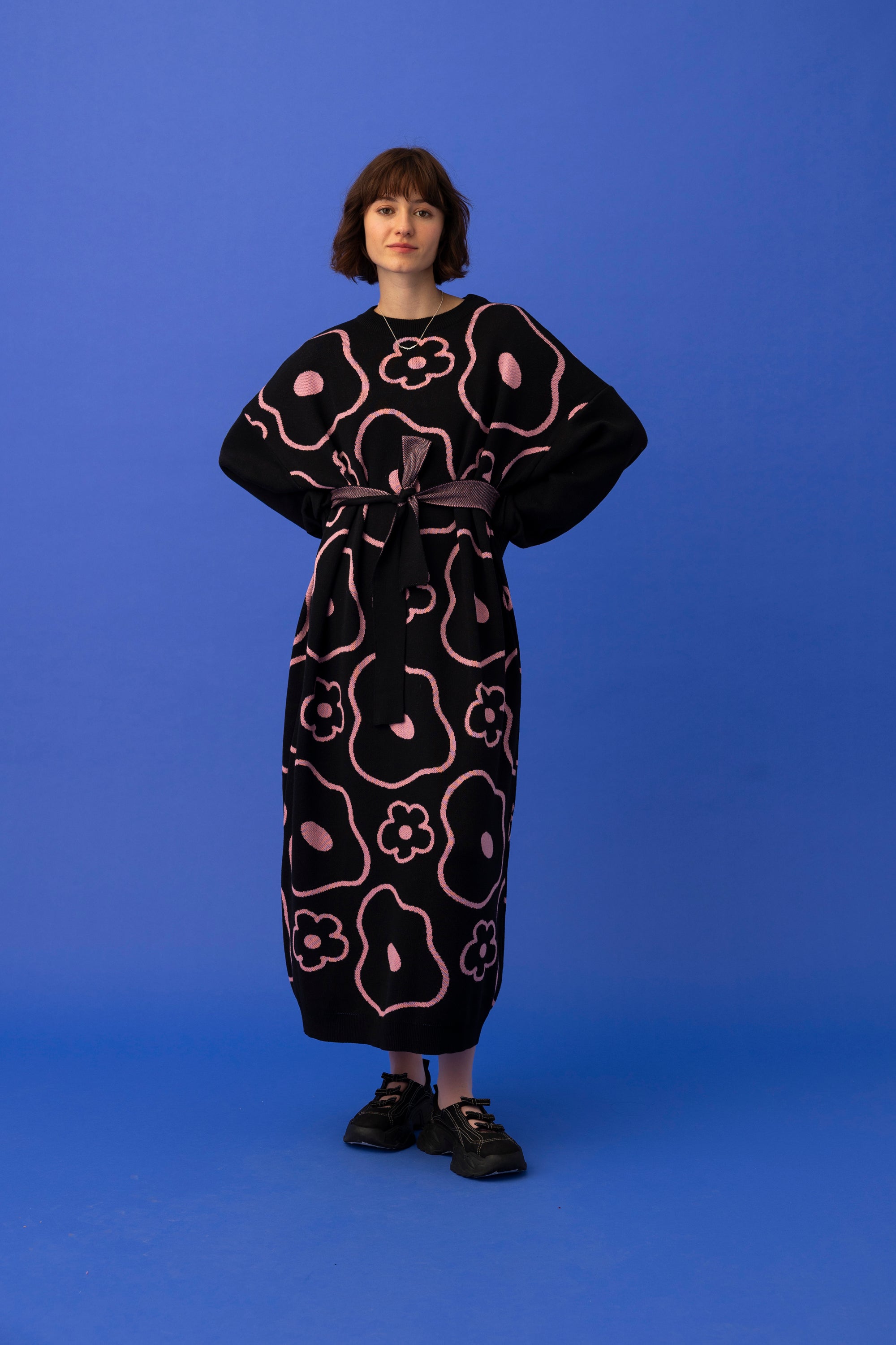 ELLE KNITTED DRESS- MINIMAL FLORAL COLOURS