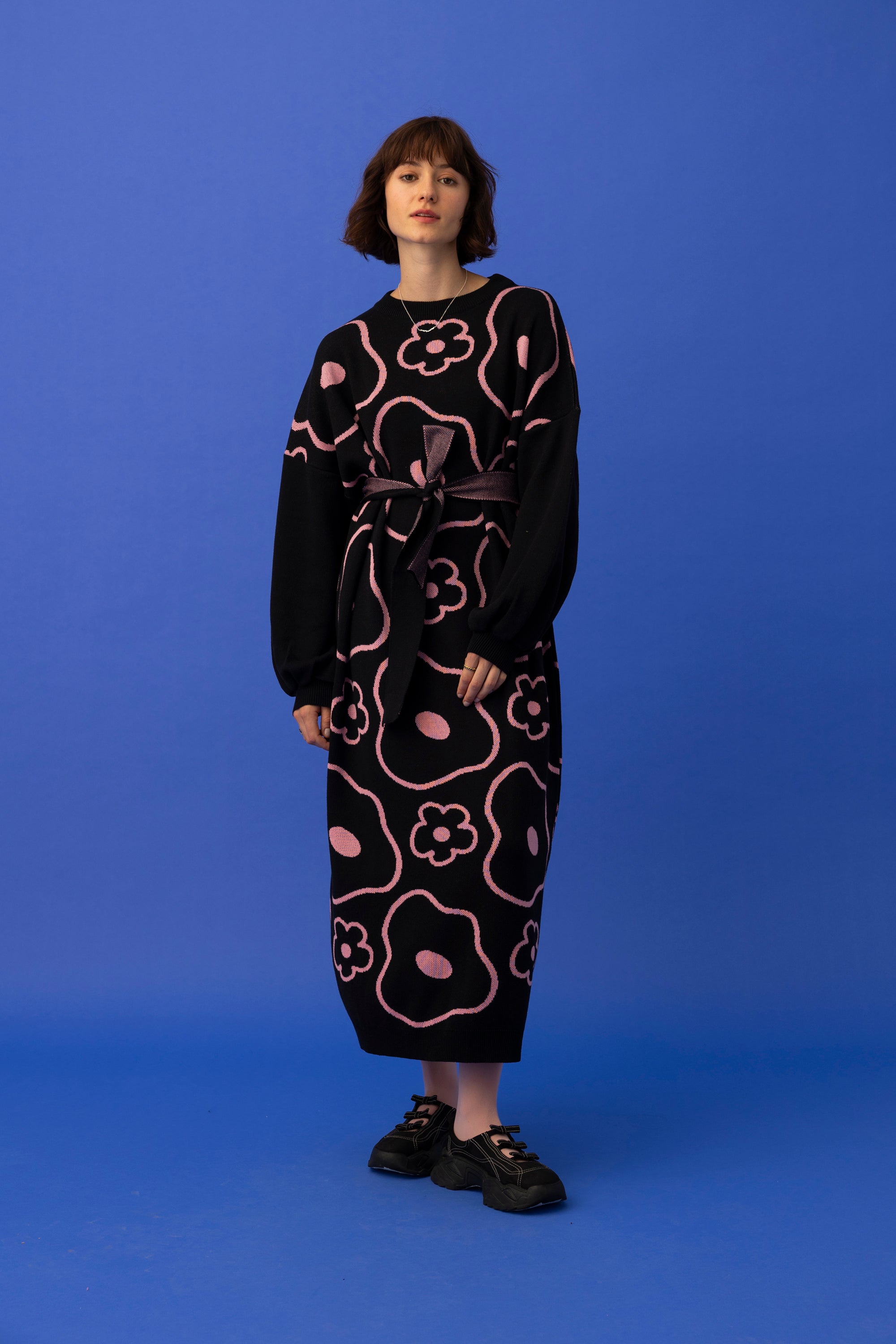 ELLE KNITTED DRESS- MINIMAL FLORAL COLOURS