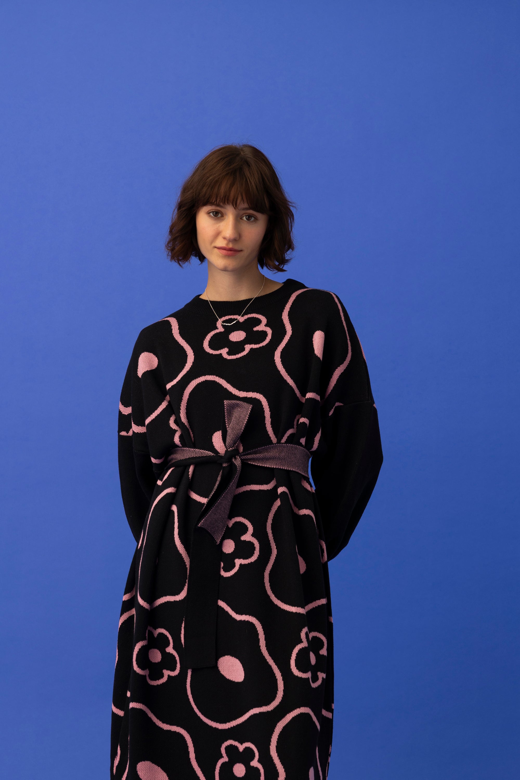 ELLE KNITTED DRESS- MINIMAL FLORAL COLOURS