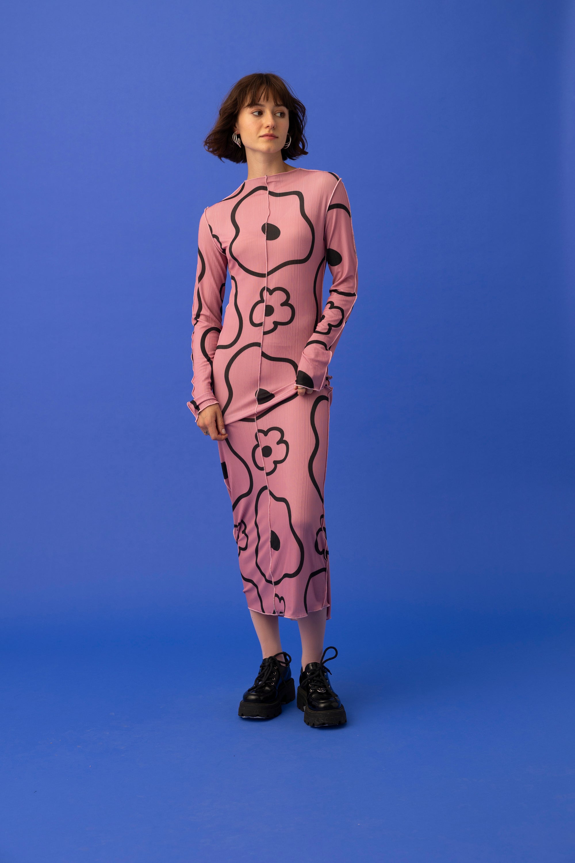 LILLIANA DRESS- MINIMAL FLORAL PINK