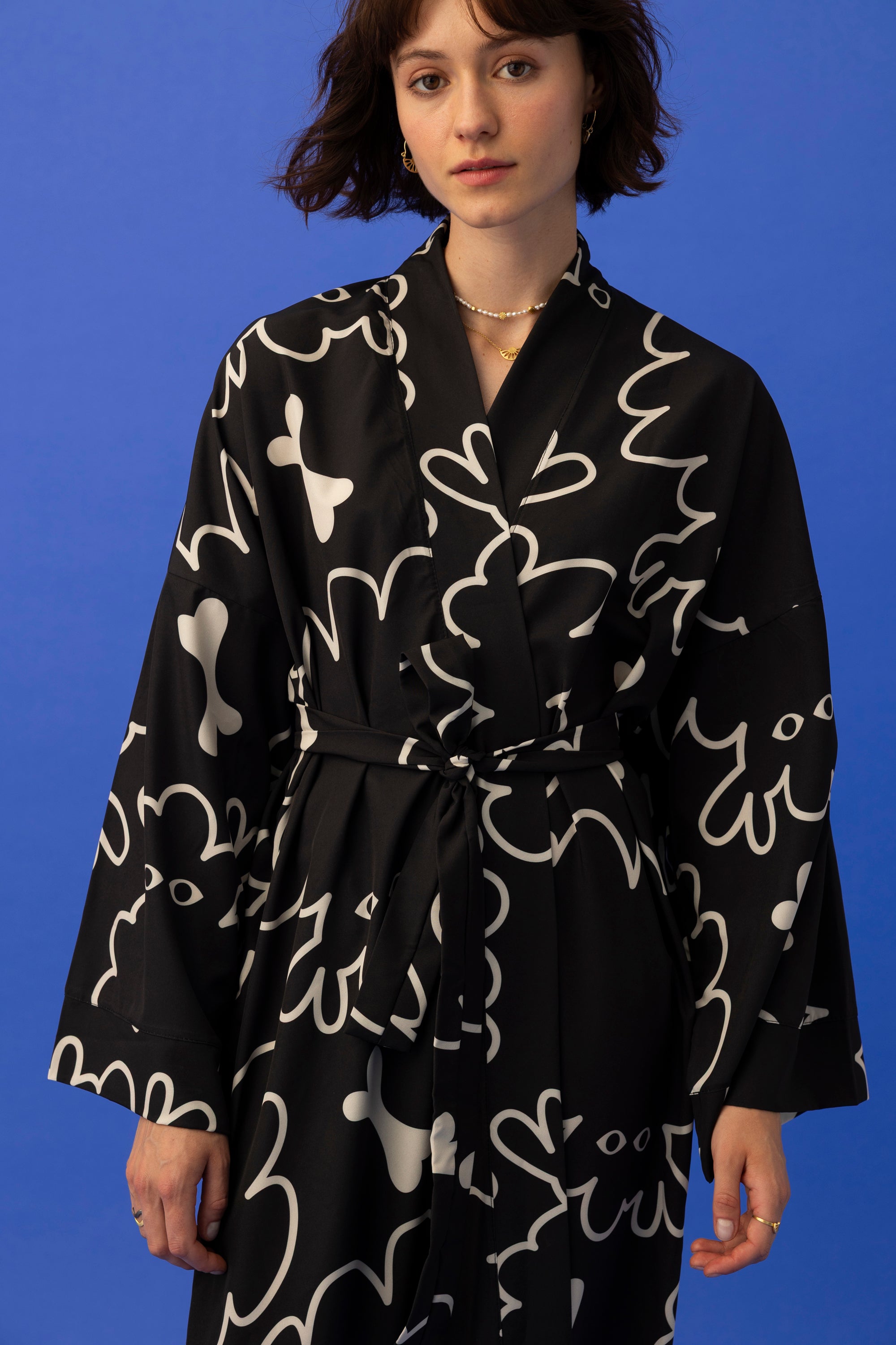 CAROLINE MAXI KIMONO DRESS- DOGS