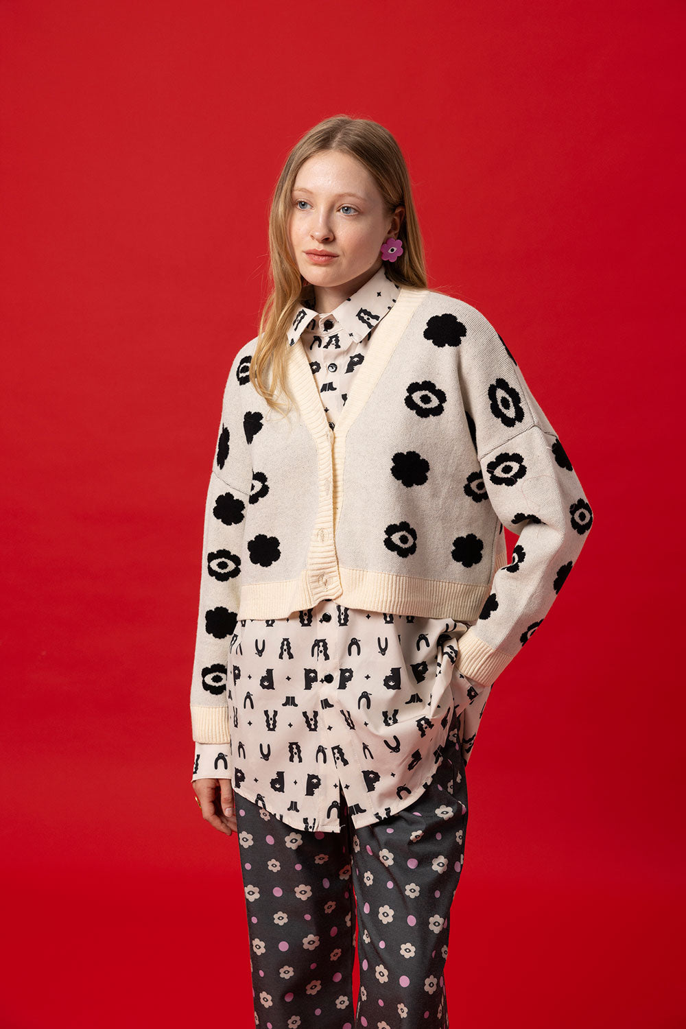 FANCY CARDIGAN- POLKA FLORAL