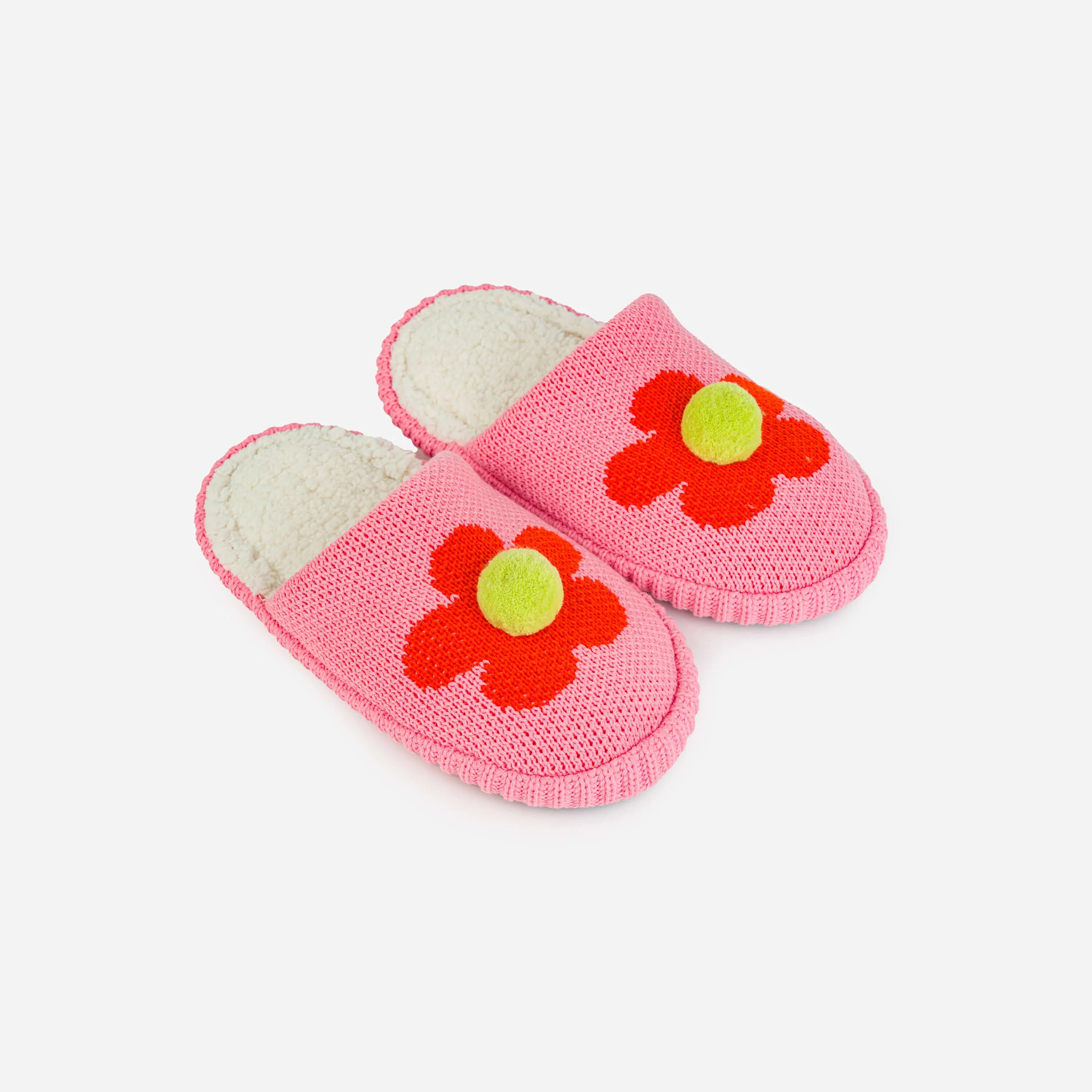FLOWER POM SLIDE SLIPPERS- COLOURS
