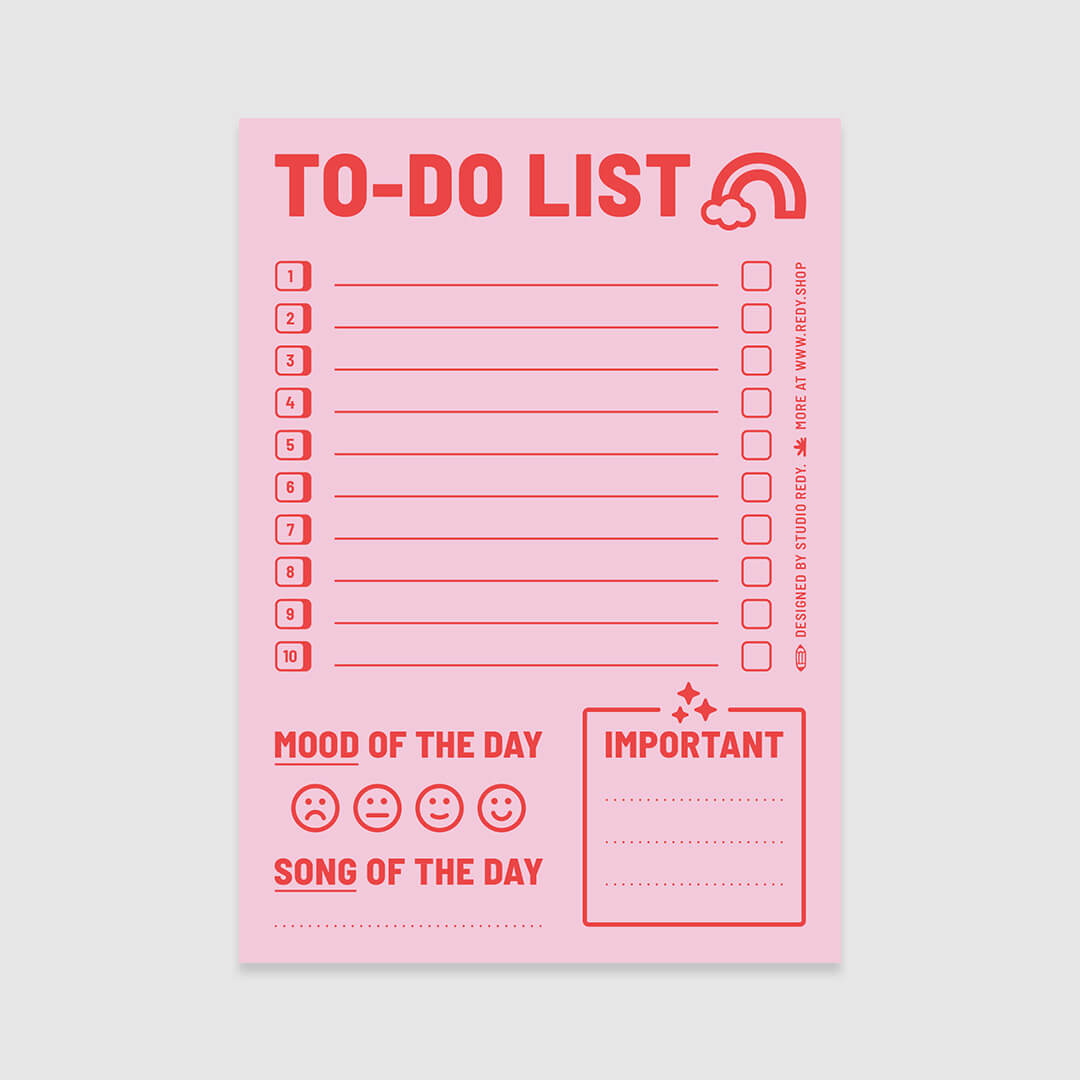 REDY TO DO LISTS- PLAYGROUND RED PINK