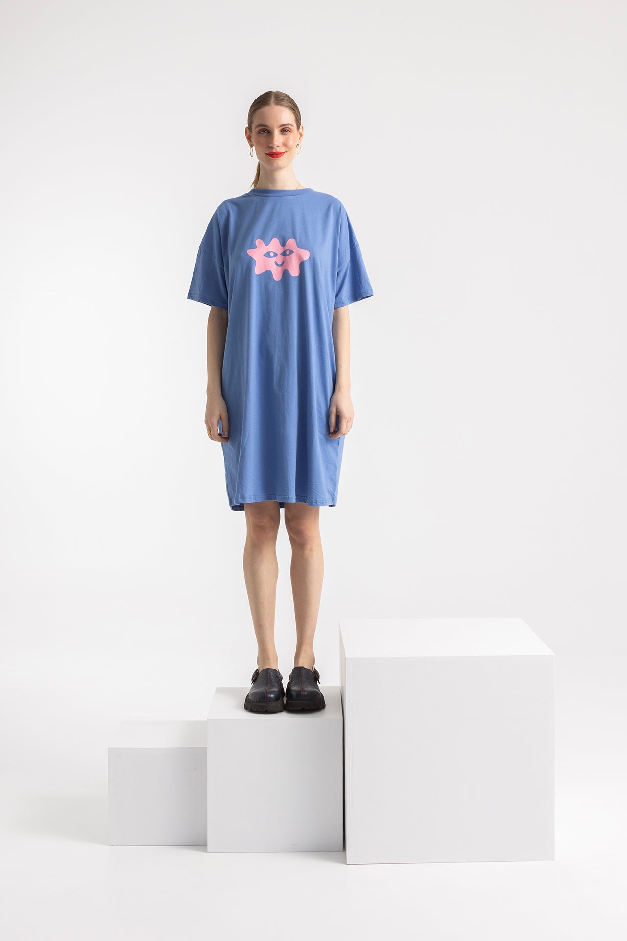 TSHIRT DRESS JOJO OVERSIZED- HAPPY FACE COLOURS