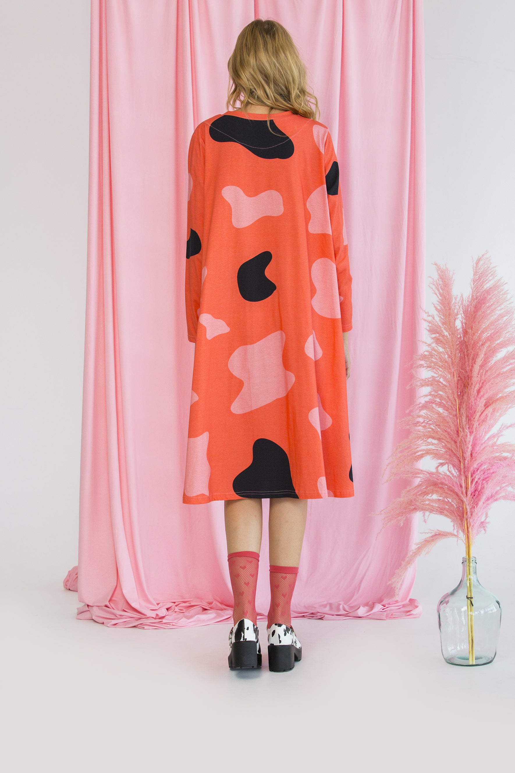 TSHIRT DRESS PEGGY-CRAZY COW CORAL