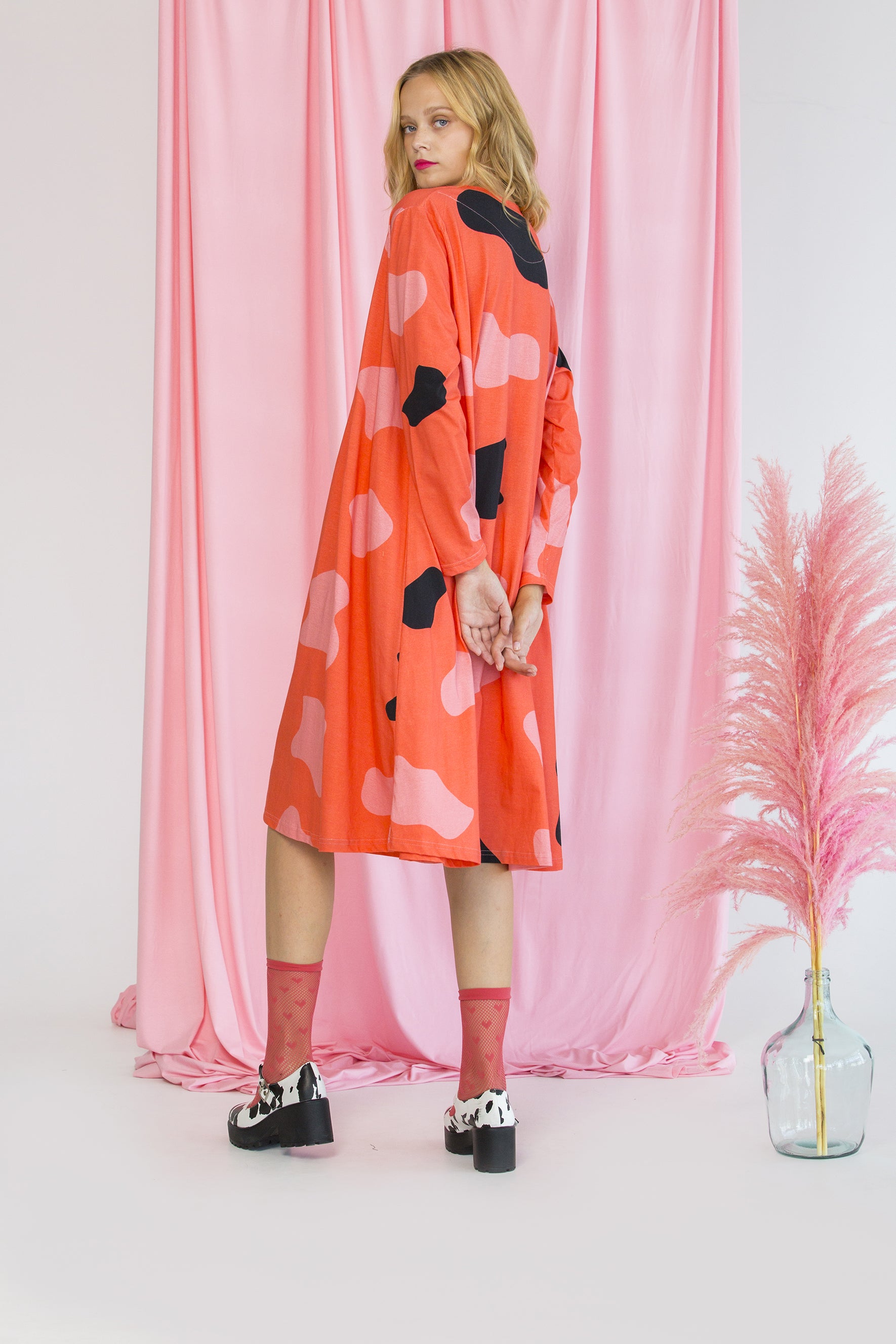 TSHIRT DRESS PEGGY-CRAZY COW CORAL