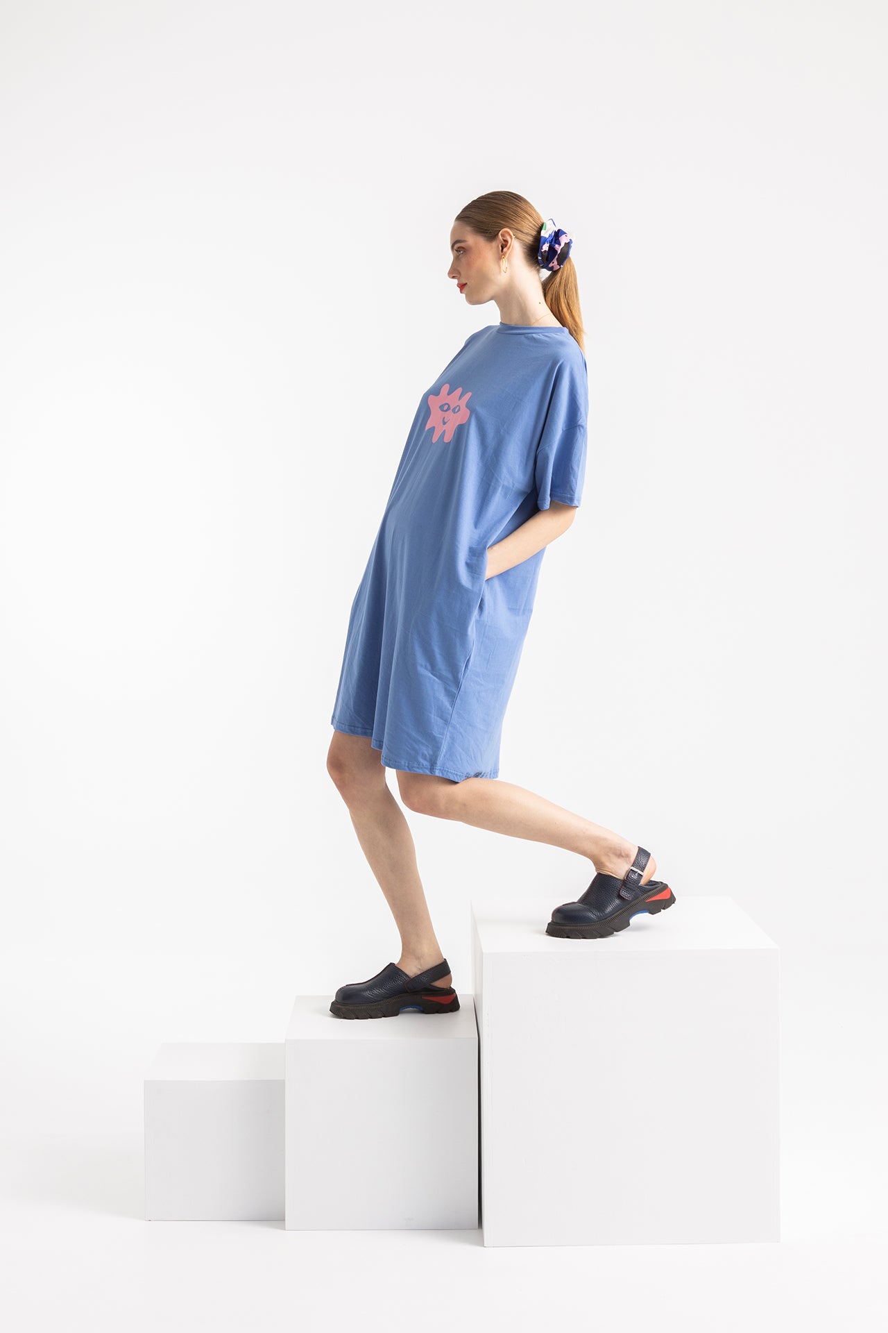 TSHIRT DRESS JOJO OVERSIZED- HAPPY FACE COLOURS