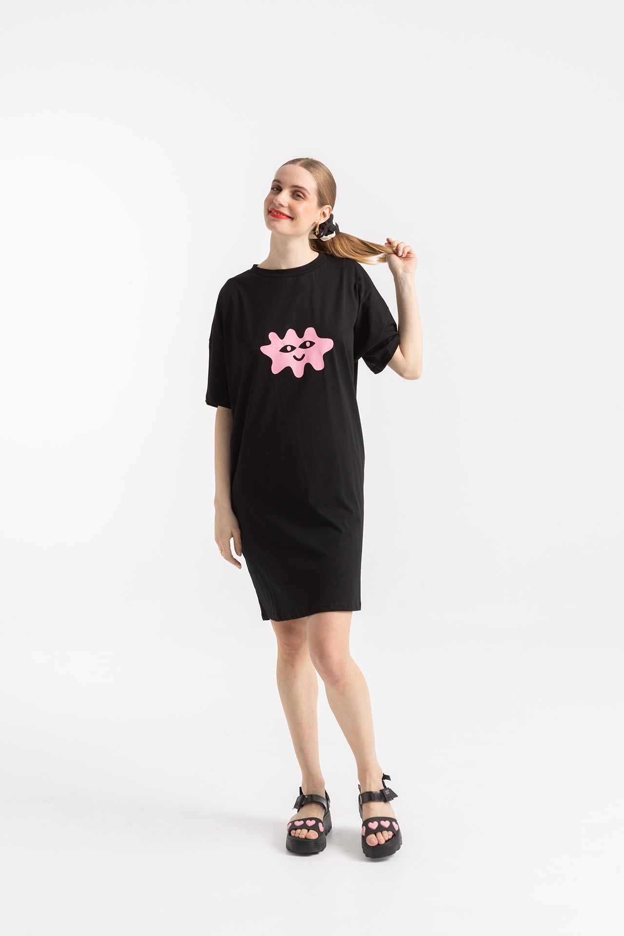 TSHIRT DRESS JOJO OVERSIZED- HAPPY FACE COLOURS