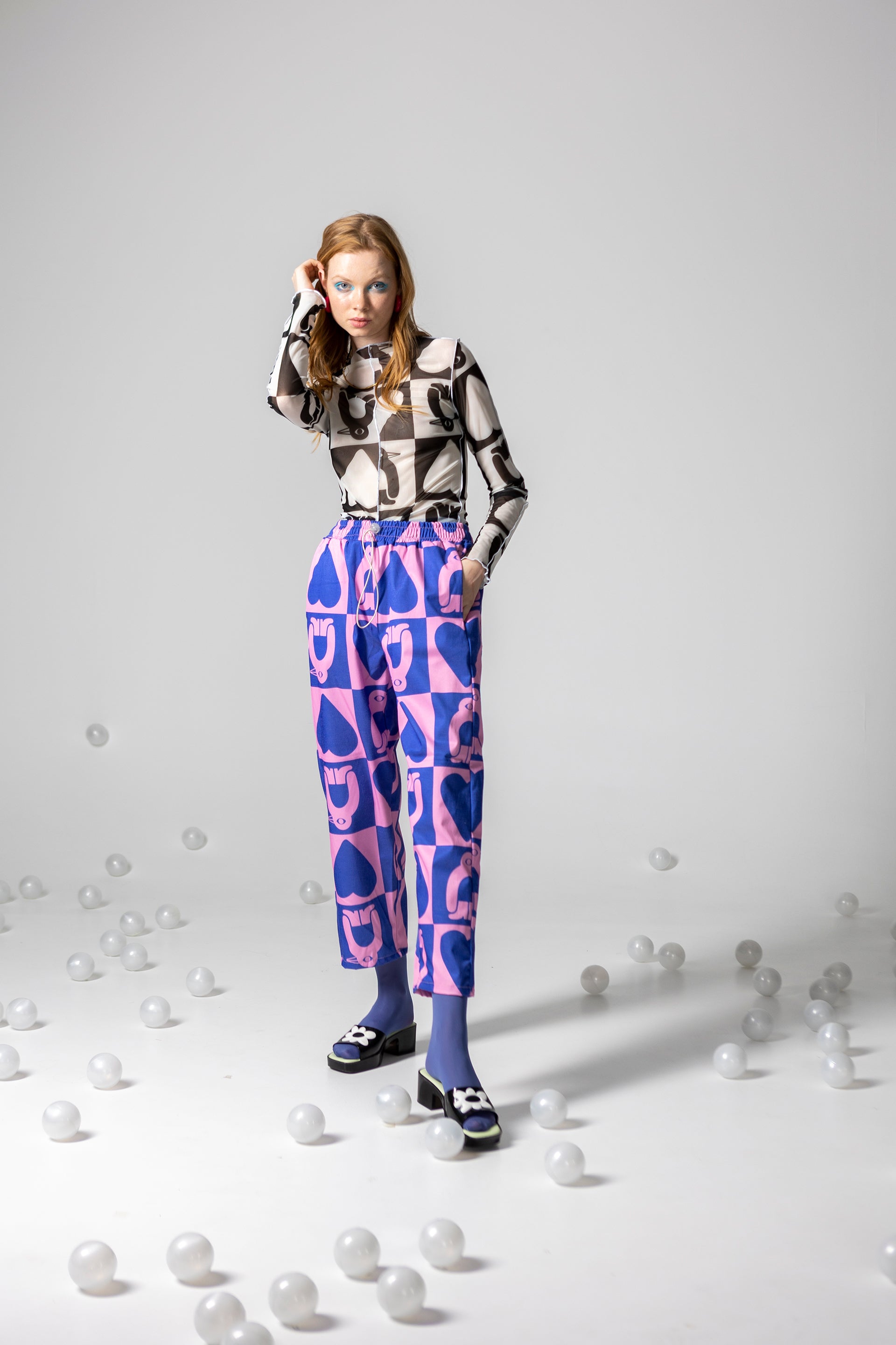 PANTS ELVIS- ADELIE CHESS BLUE AND PINK