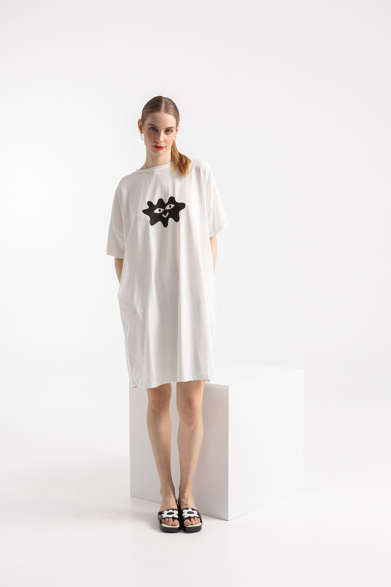 TSHIRT DRESS JOJO OVERSIZED- HAPPY FACE COLOURS