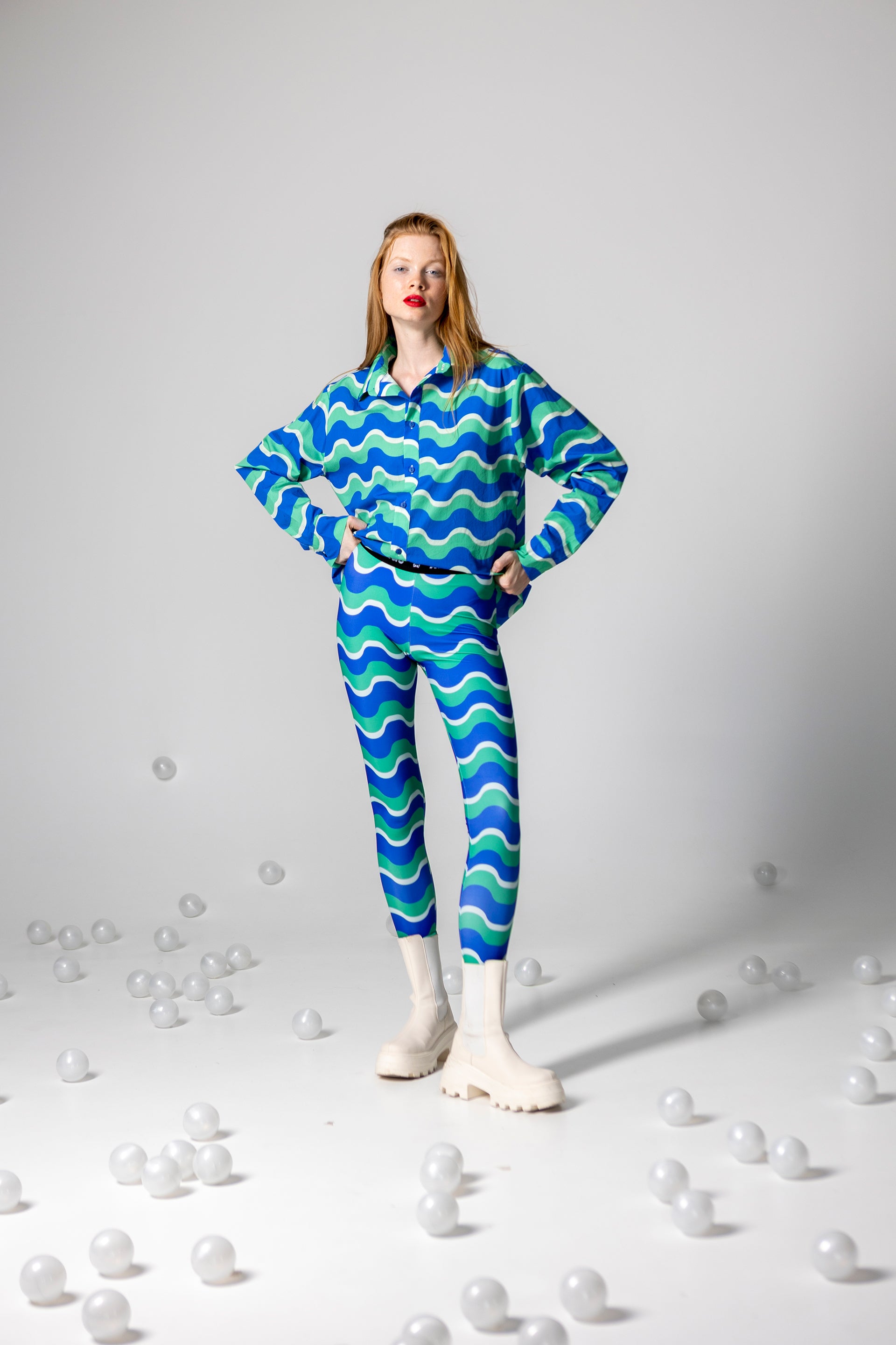 LEGGINGS GLORIA- HAPPY WAVES GREEN AND BLUE