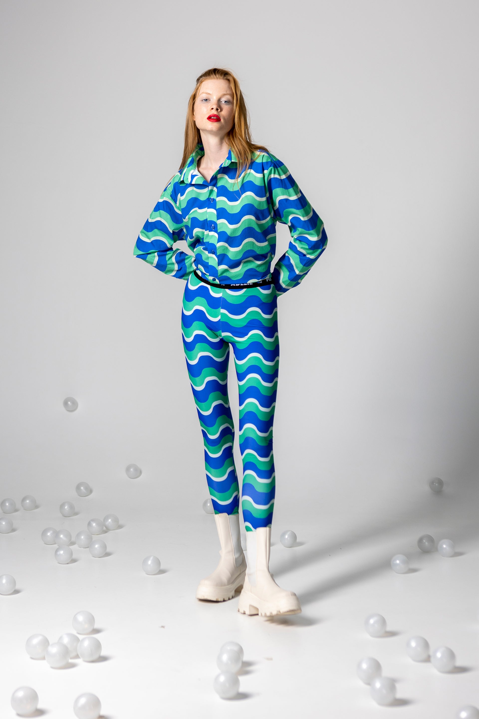LEGGINGS GLORIA- HAPPY WAVES GREEN AND BLUE