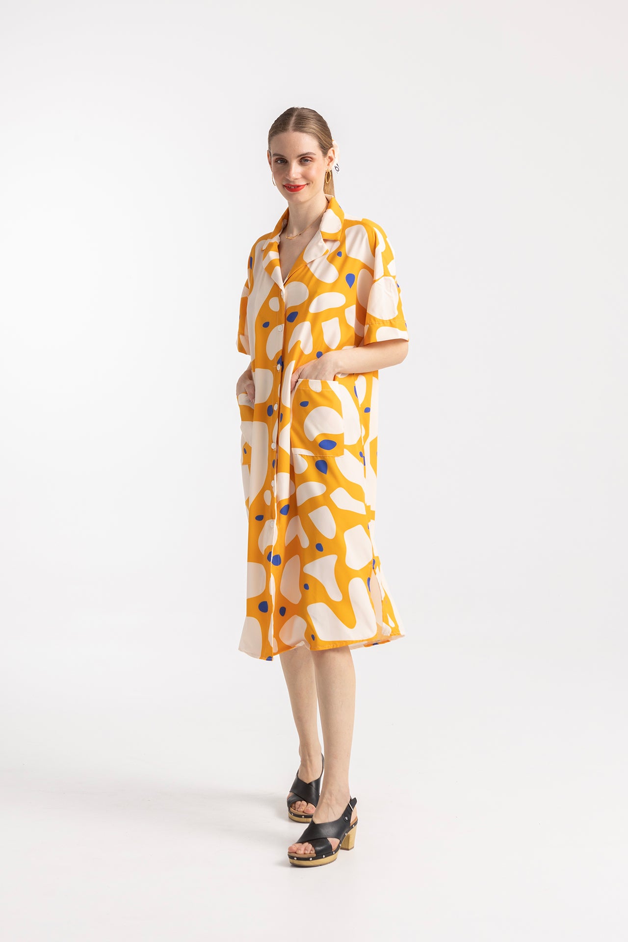 DRESS PRIVATE WITH REVERE COLLAR- BLOBS