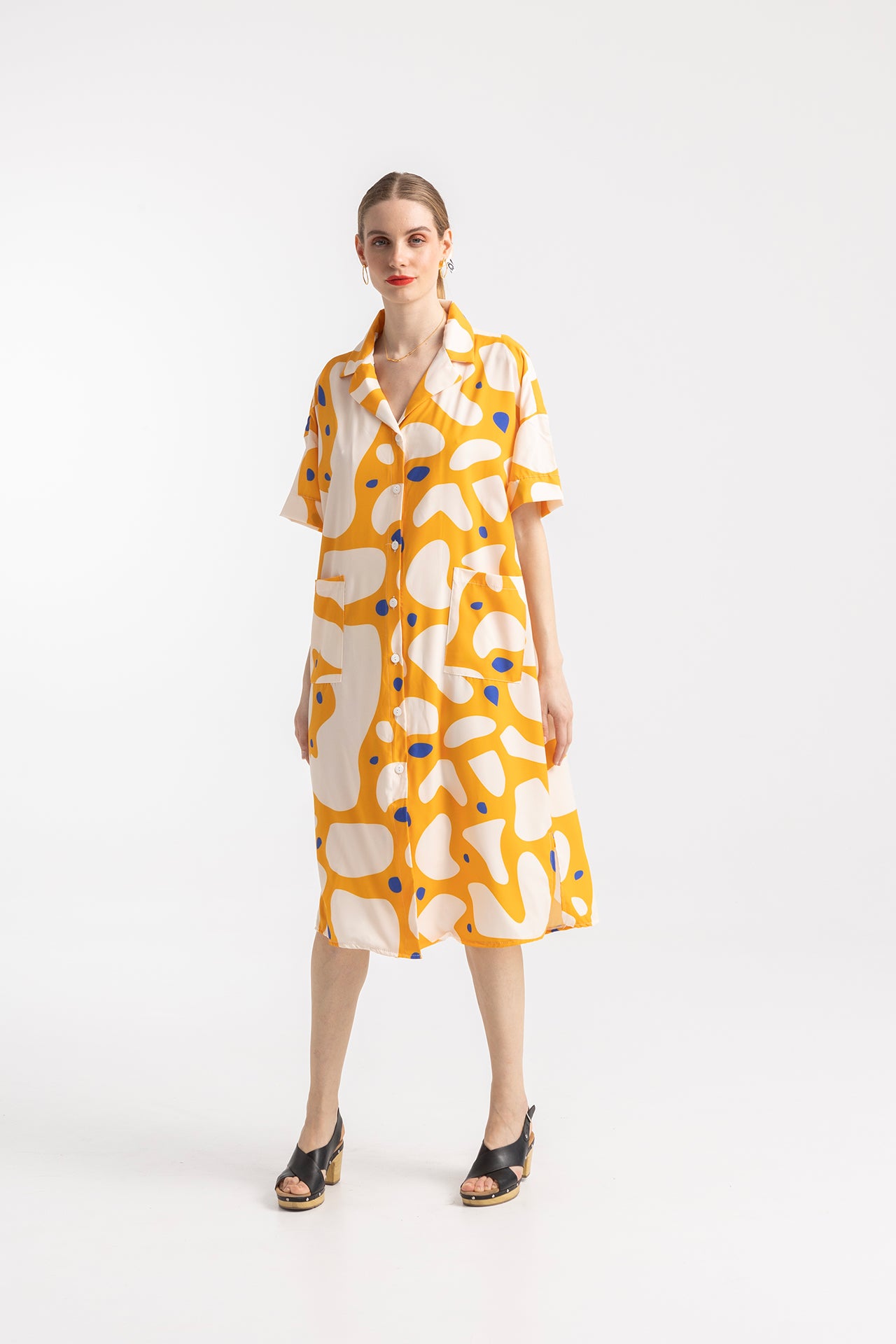 DRESS PRIVATE WITH REVERE COLLAR- BLOBS