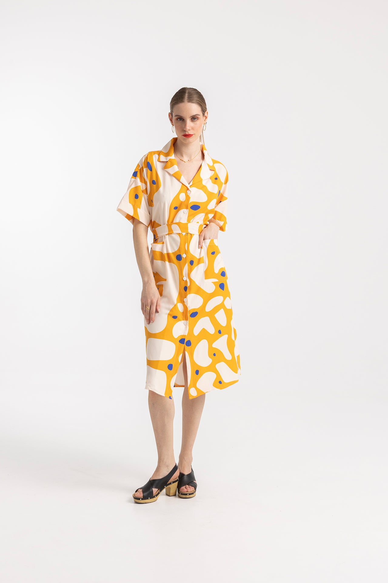 DRESS PRIVATE WITH REVERE COLLAR- BLOBS