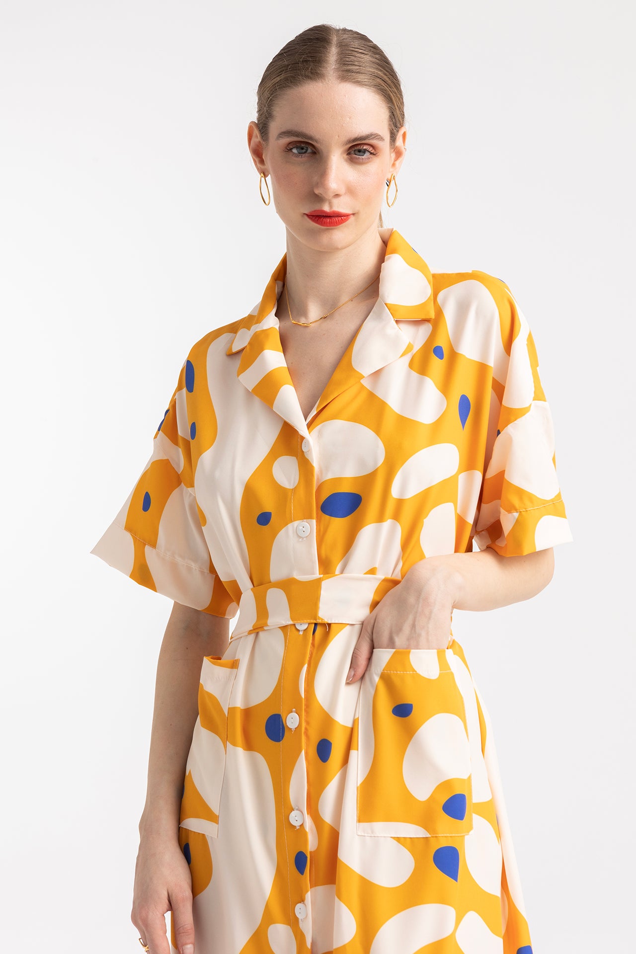 DRESS PRIVATE WITH REVERE COLLAR- BLOBS