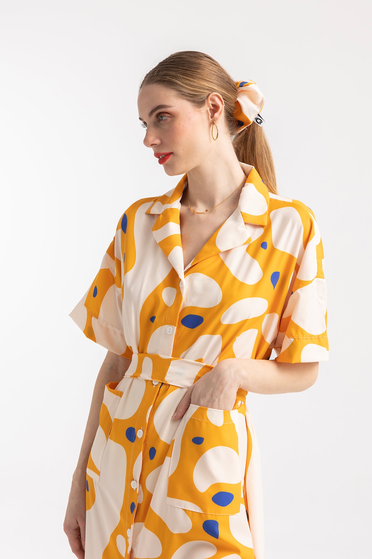 DRESS PRIVATE WITH REVERE COLLAR- BLOBS