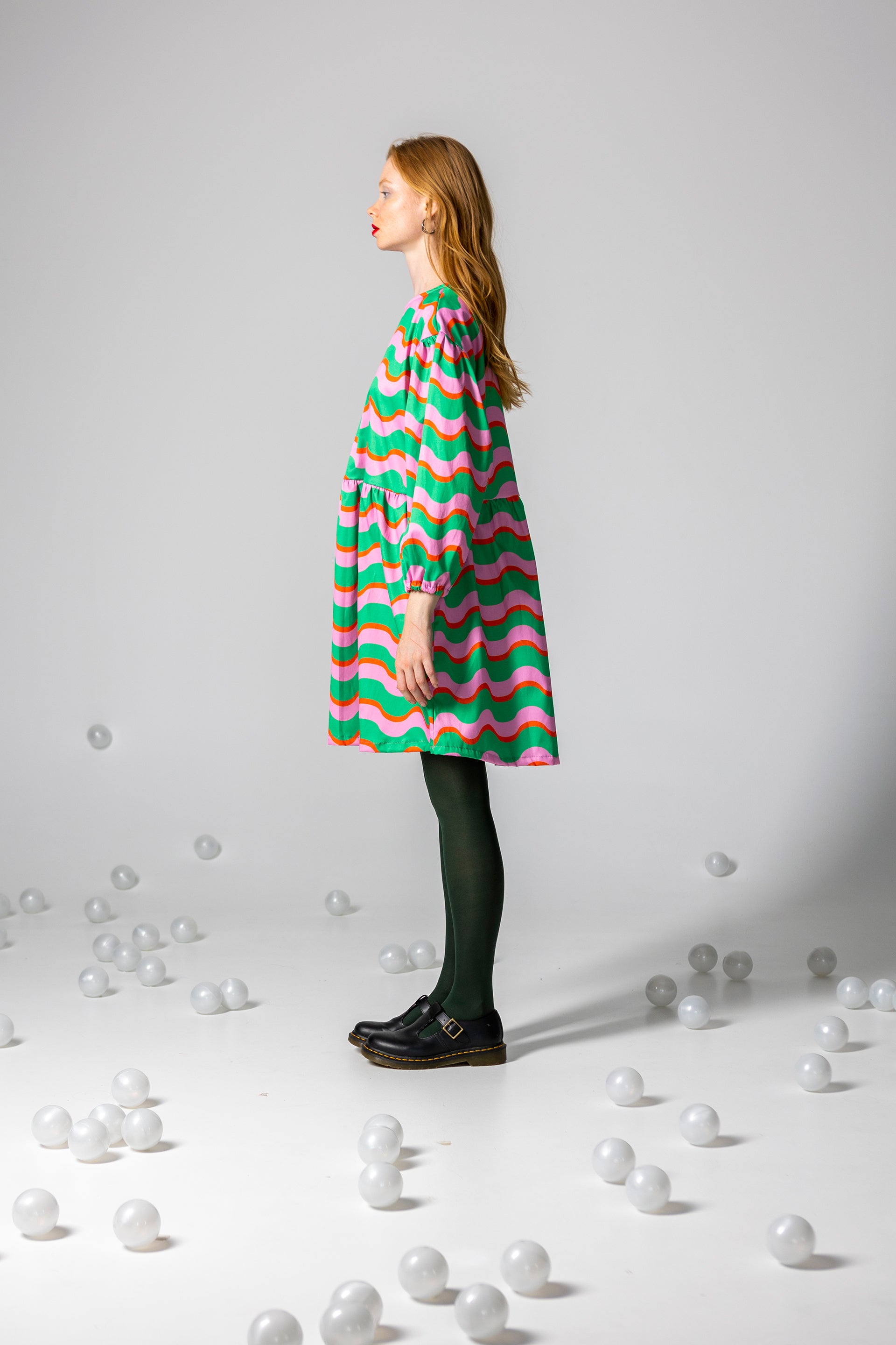 DRESS DAHLIA- HAPPY WAVES GREEN AND PINK