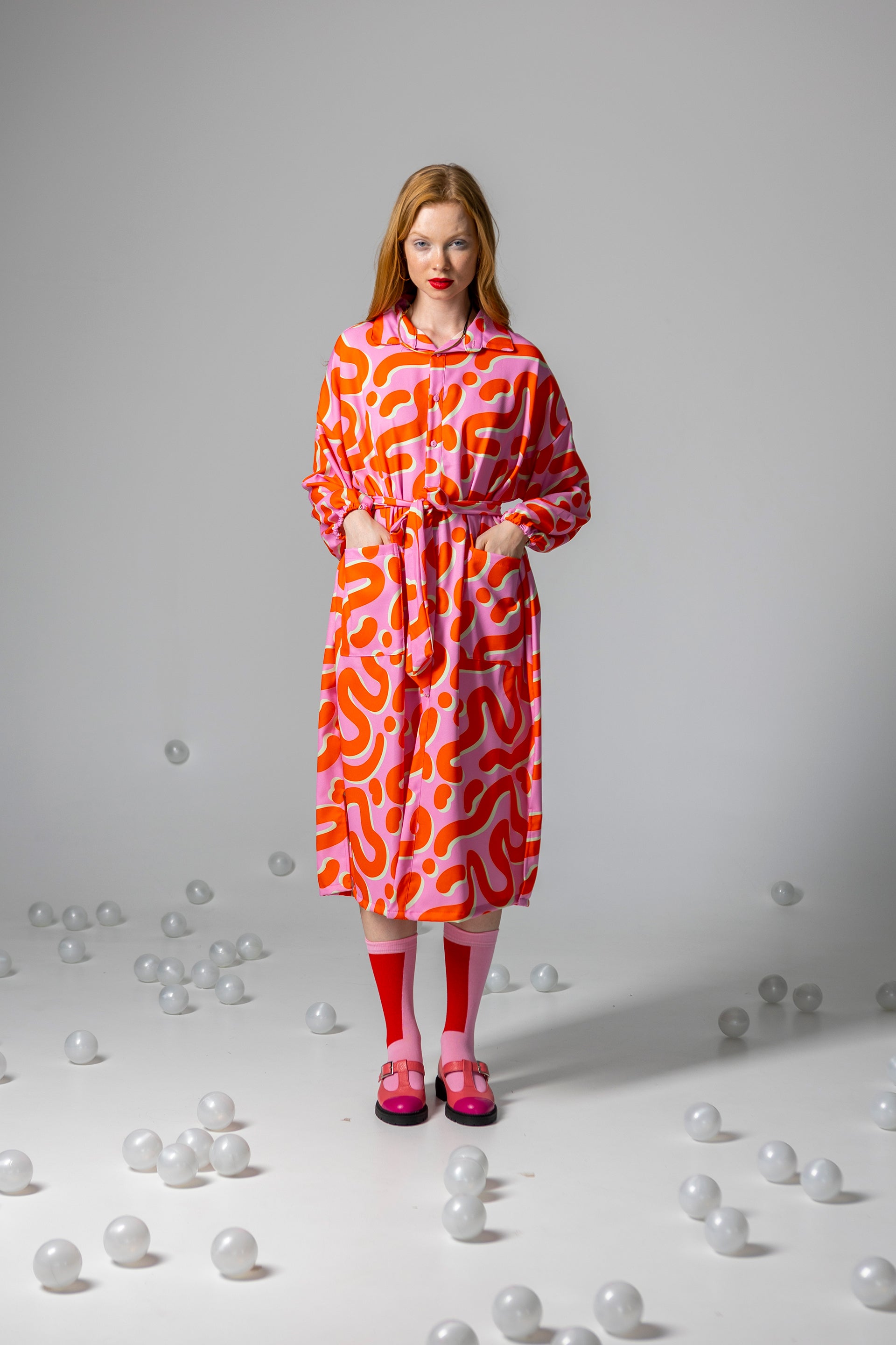 SHIRT DRESS PRIVATE- FEEL GOOD CORAL AND PINK