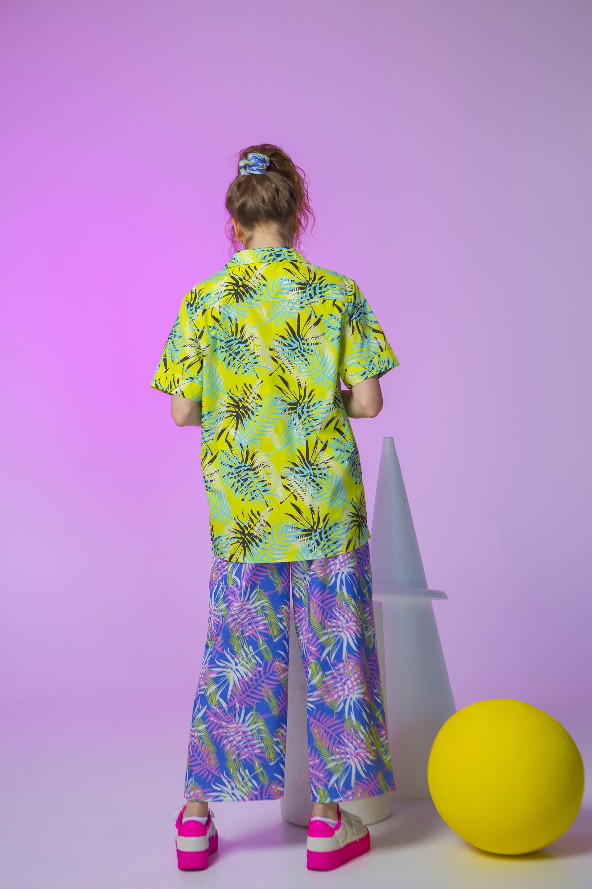 BOWLING SHIRT RICO-PALM TREE LEAVES LIME