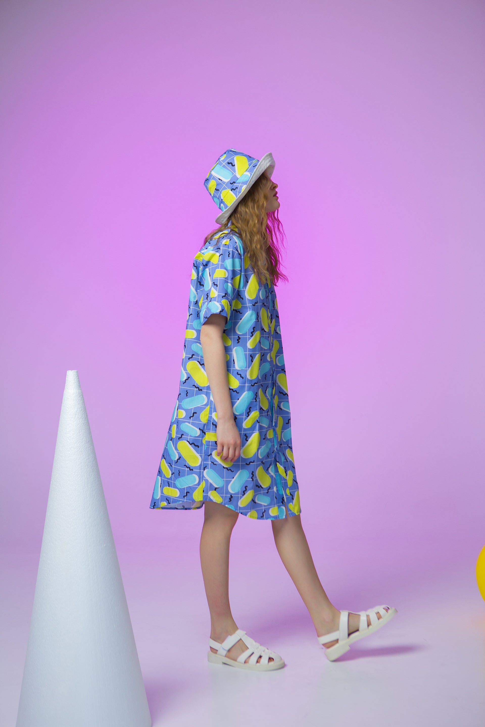 KOWALSKI SHIRT DRESS-HAPPY PILLS BLUE