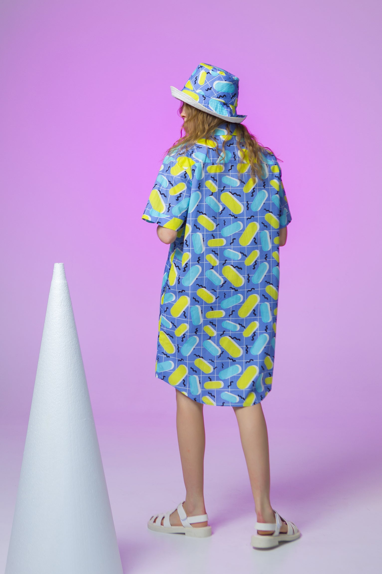 KOWALSKI SHIRT DRESS-HAPPY PILLS BLUE