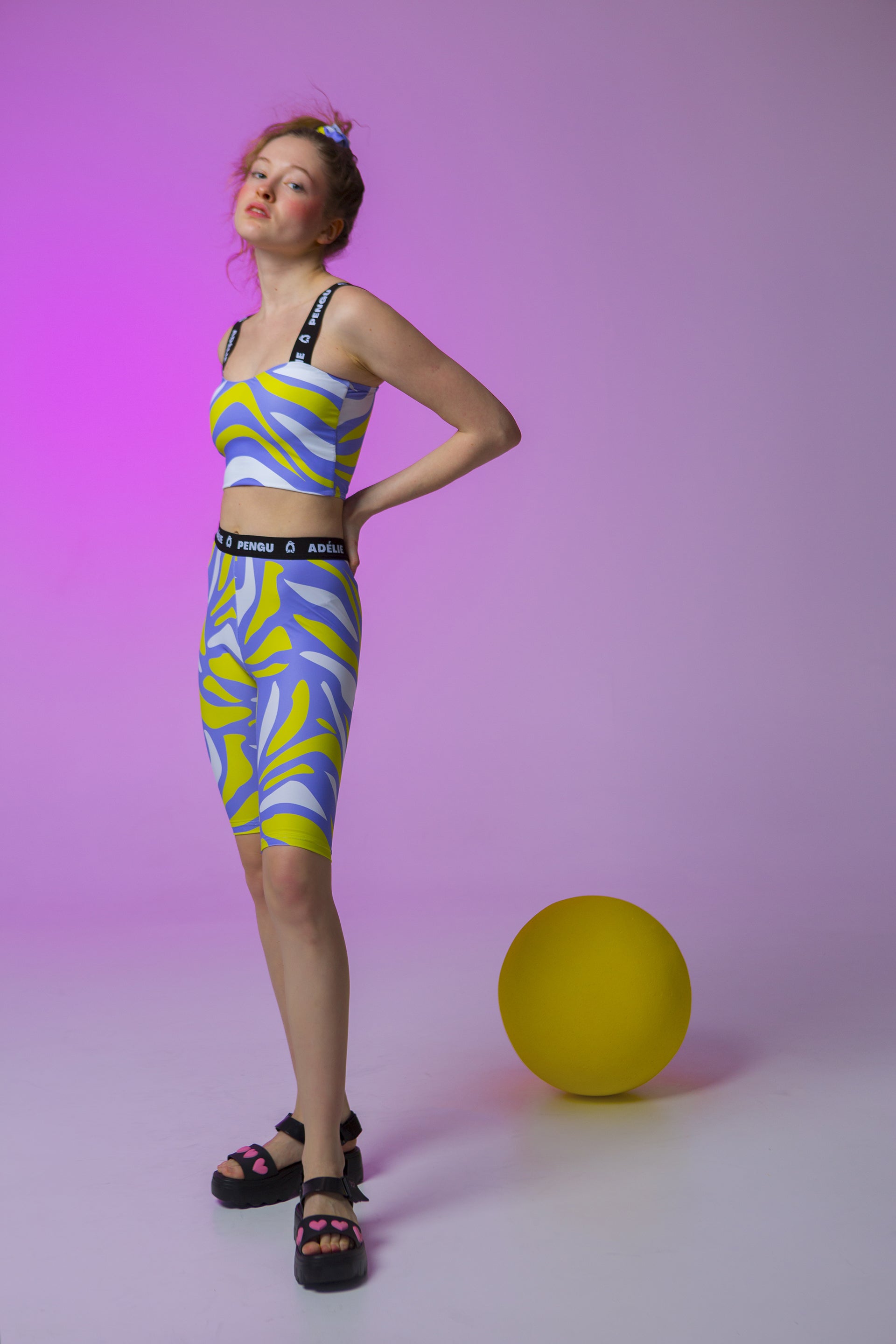BICYCLE SHORTS GLORIA- TIGER LILAC & LIME