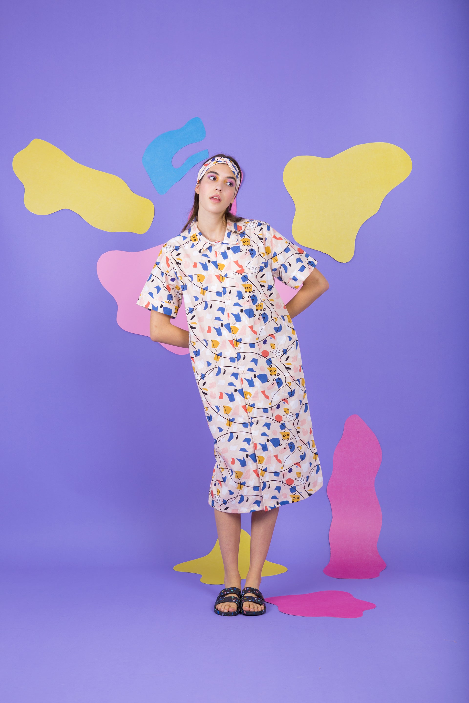 BOWLING SHIRT DRESS RICO-TERRAZZO LEMON