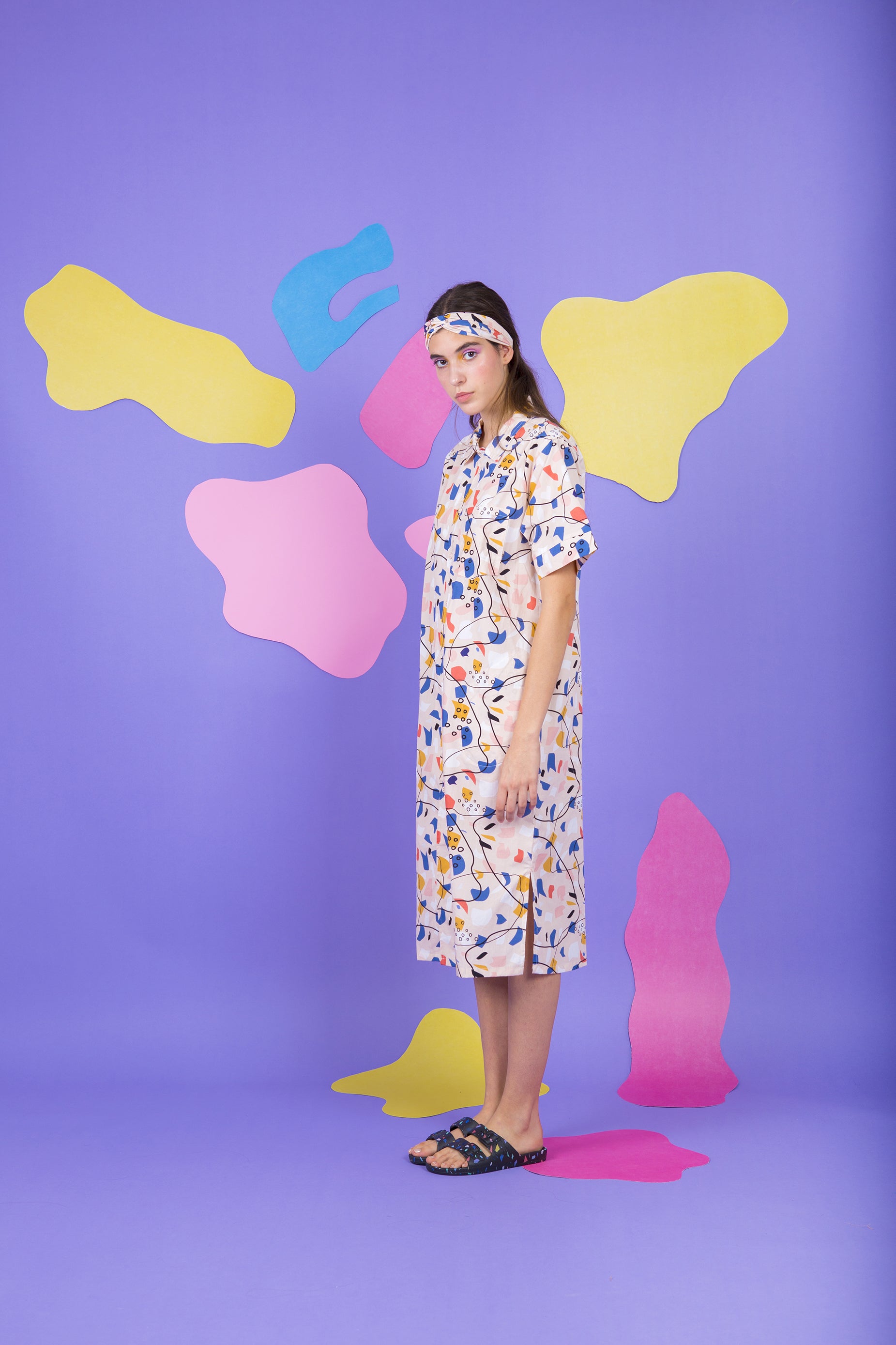 BOWLING SHIRT DRESS RICO-TERRAZZO LEMON