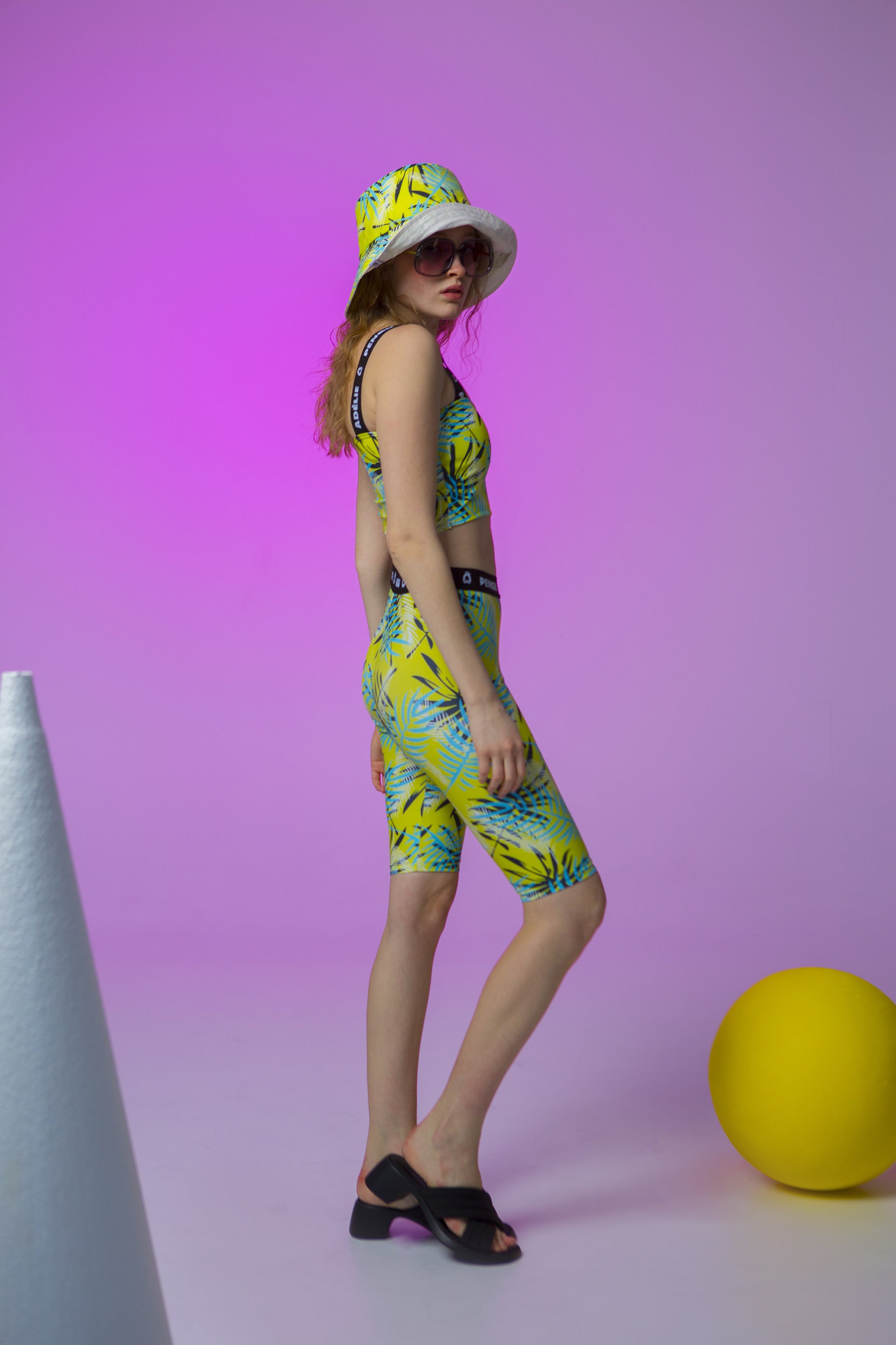 BUCKET HAT FISHER- PALM TREE LEAVES LIME
