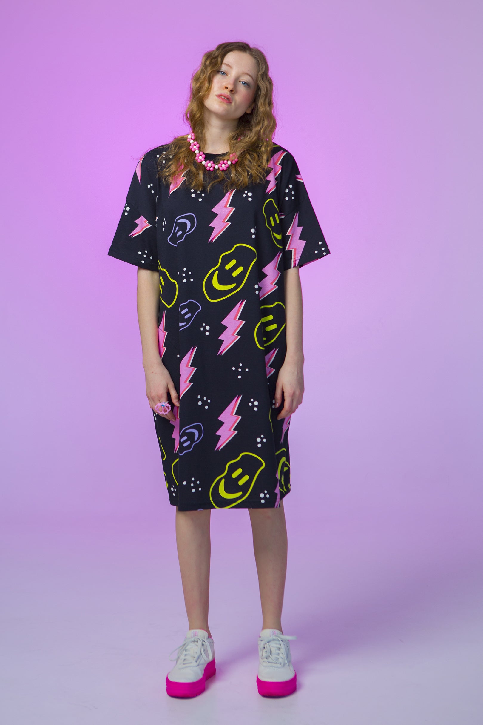 DRESS JOJO OVERSIZED- THUNDER SMILIES BLACK