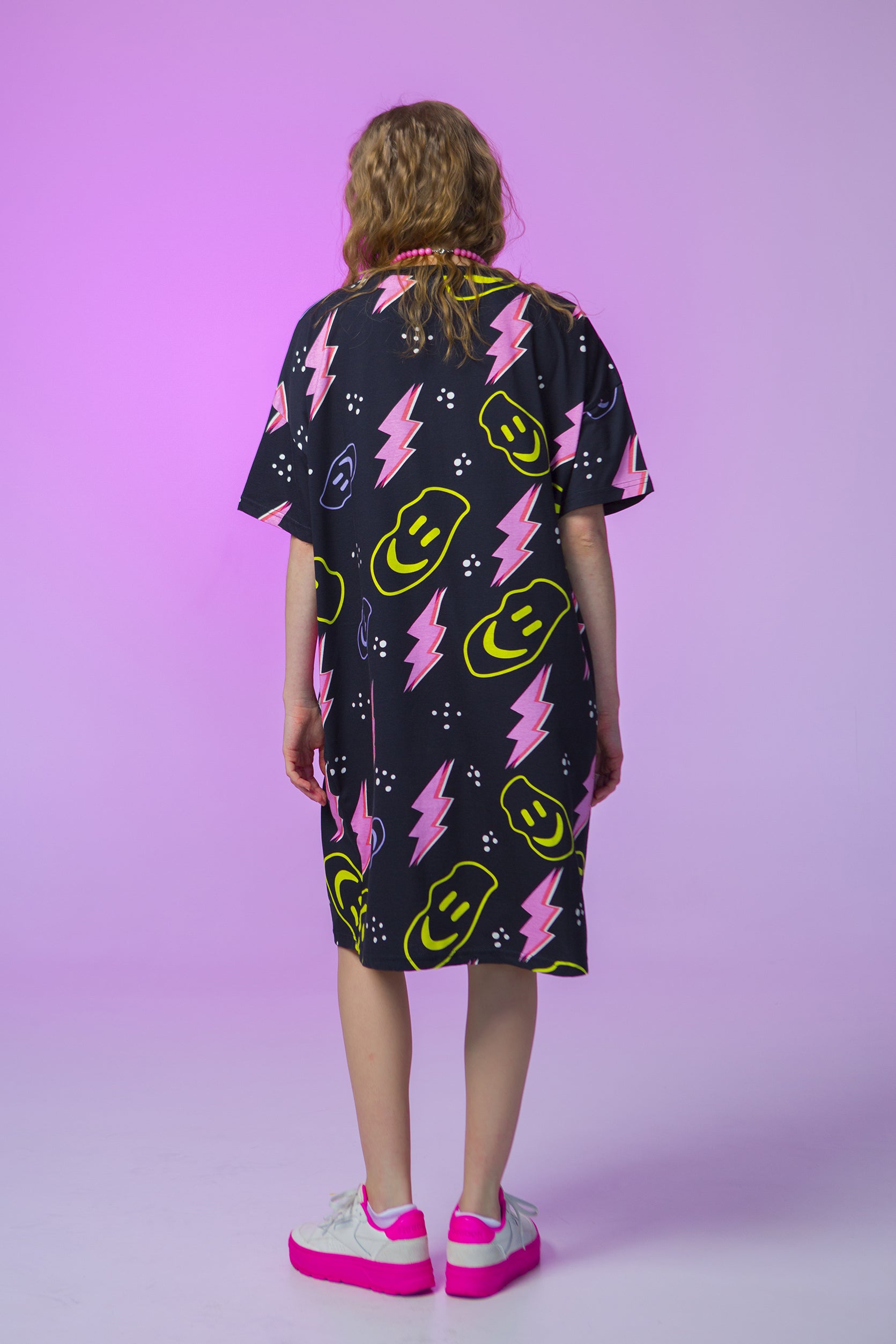 DRESS JOJO OVERSIZED- THUNDER SMILIES BLACK