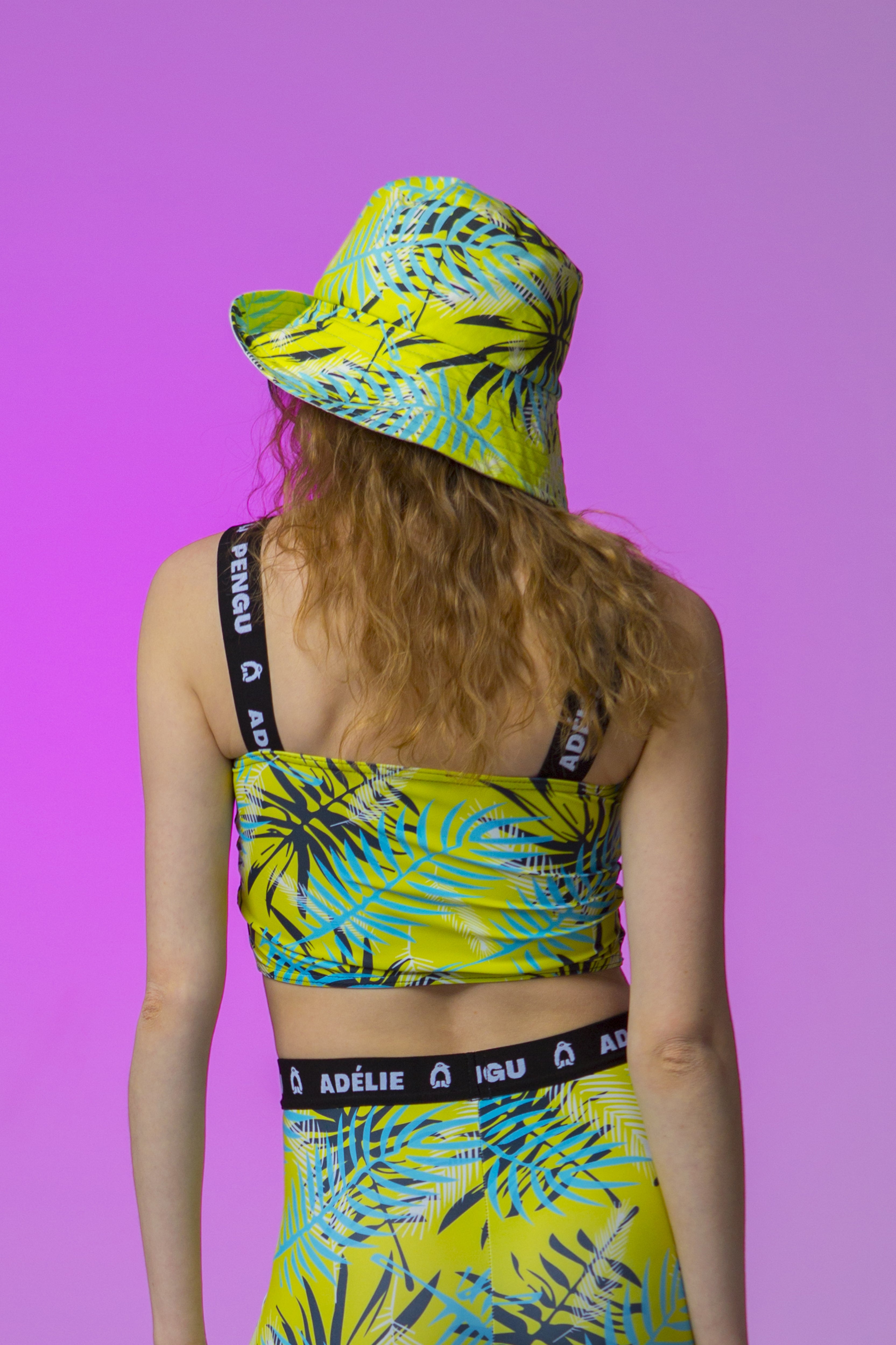 BUCKET HAT FISHER- PALM TREE LEAVES LIME